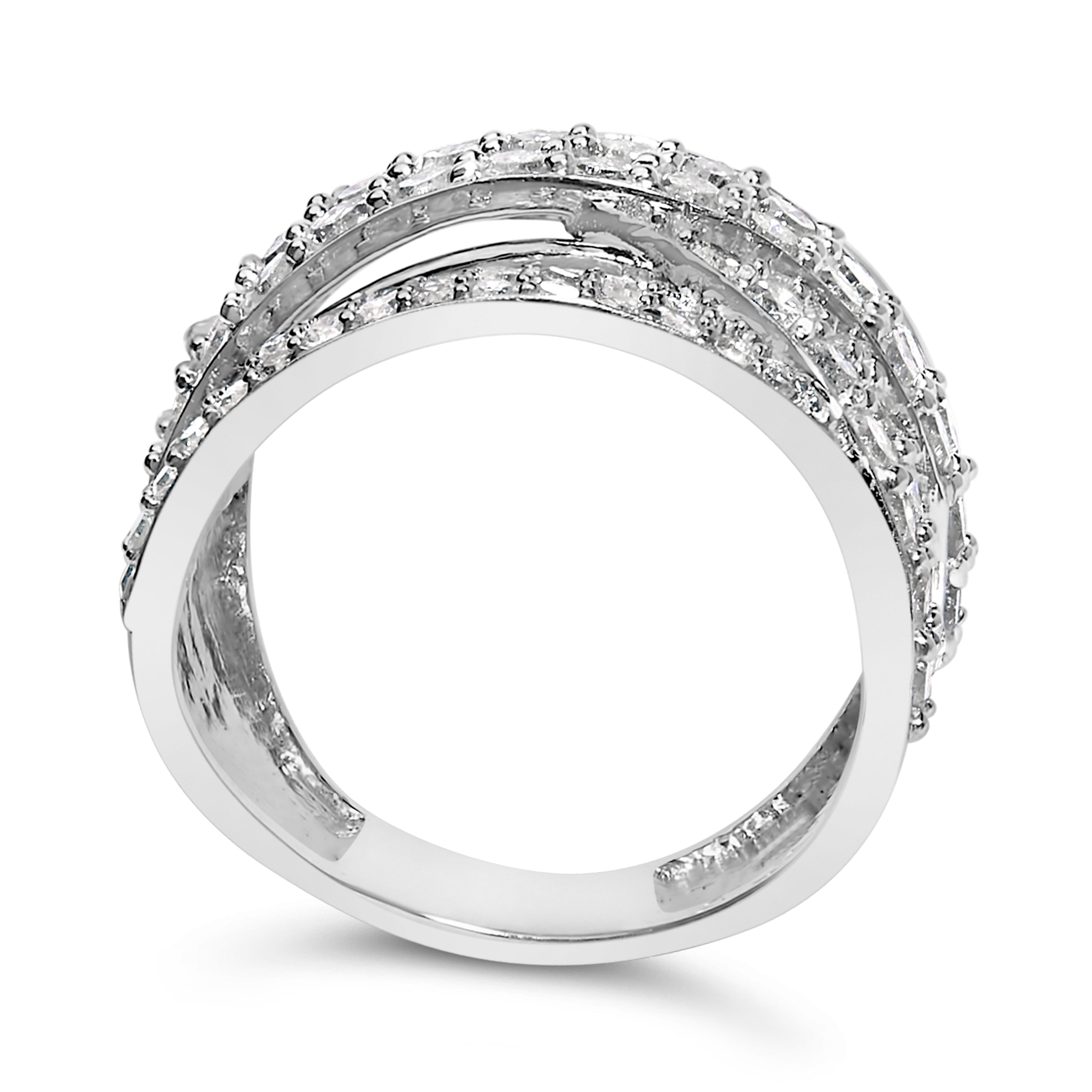 .925 Sterling Silver 2.00 Cttw Round-Cut Diamond Overlapping Bypass Band Ring I-J Color, I2-I3 Clarity - Ring Size 7 on sale at MyriadMart