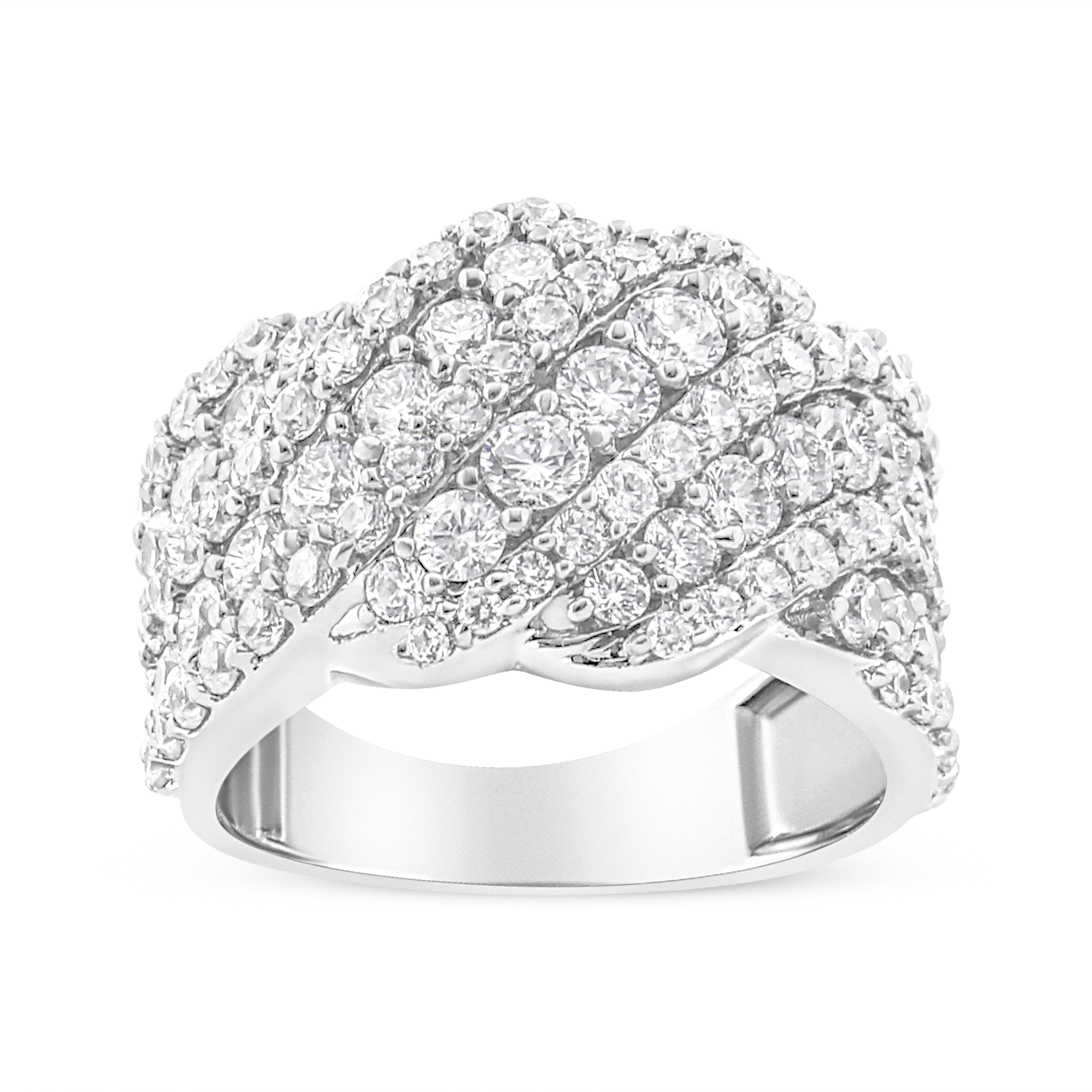 10K White Gold 3.00 Cttw Diamond Multi Row Cluster Band Ring I-J Color, I3 Clarity - Size 7 on sale at MyriadMart