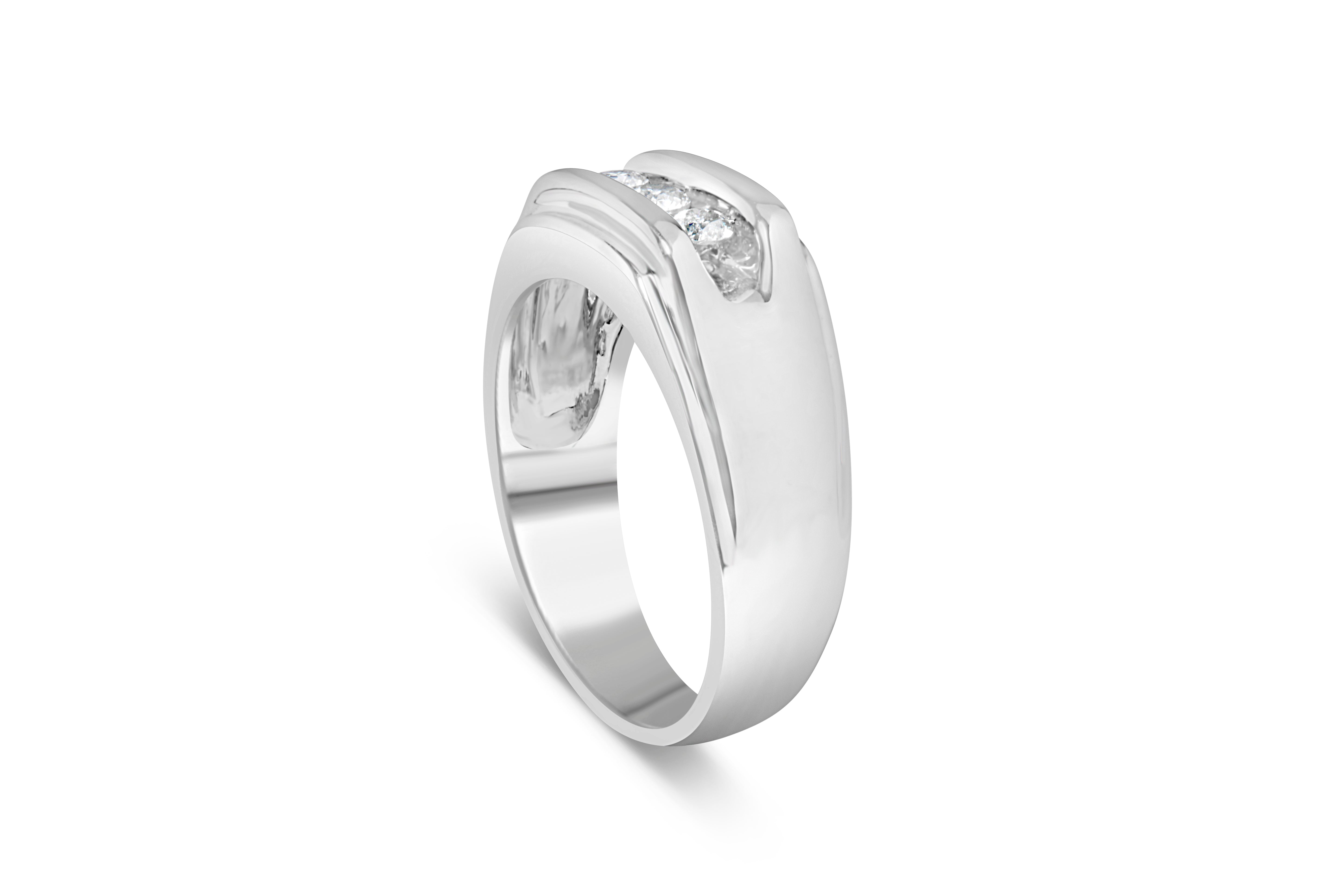 Men's .925 Sterling Silver 1/3 Cttw Diamond Channel Set 3 Stone Ring Band I-J Color, I3 Clarity - Ring Size 10 on sale at MyriadMart