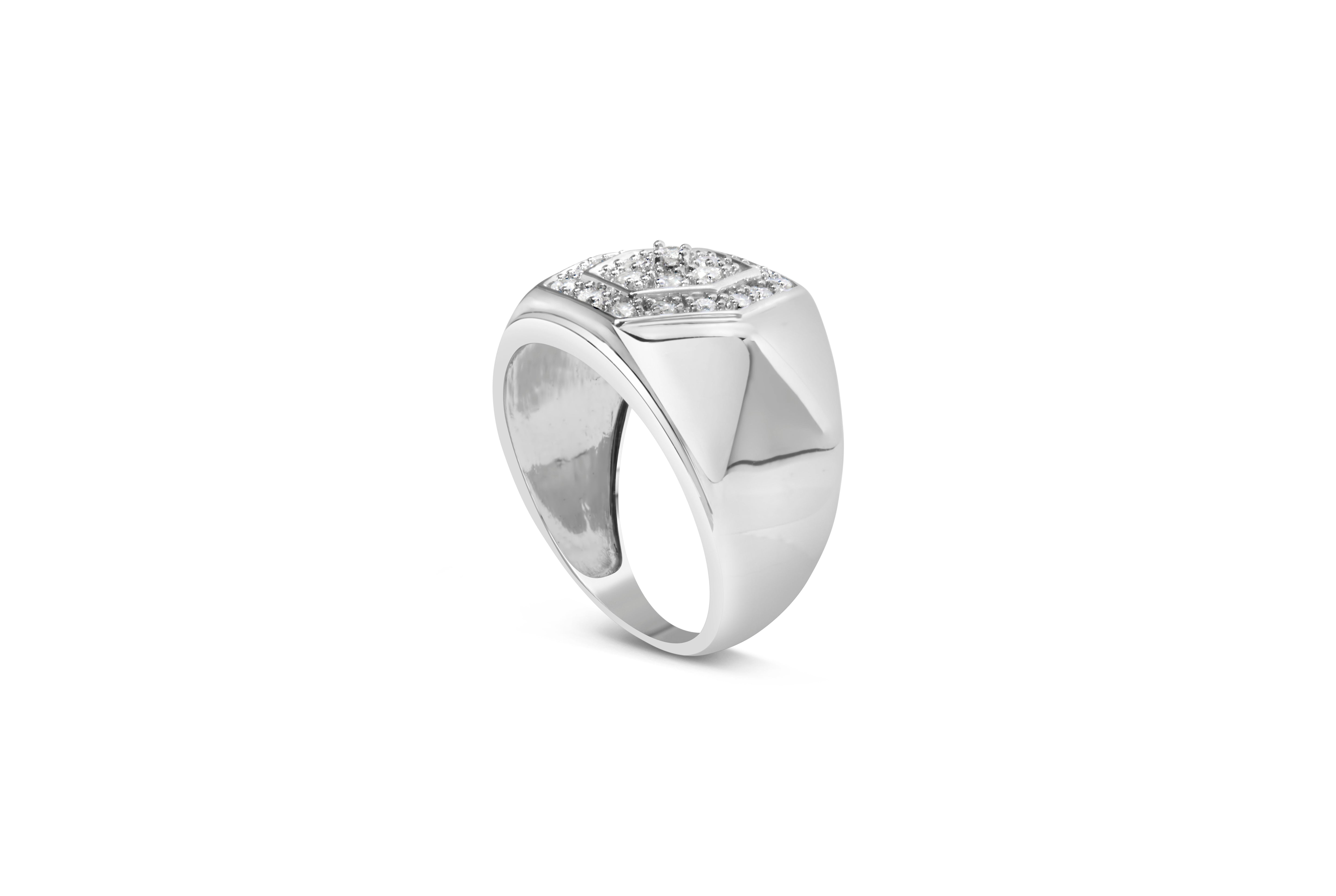 Men's .925 Sterling Silver 1/2 Cttw Multi-Diamond Hexagon Frame Ring I-J Color, I3 Clarity - Ring Size 10 on sale at MyriadMart