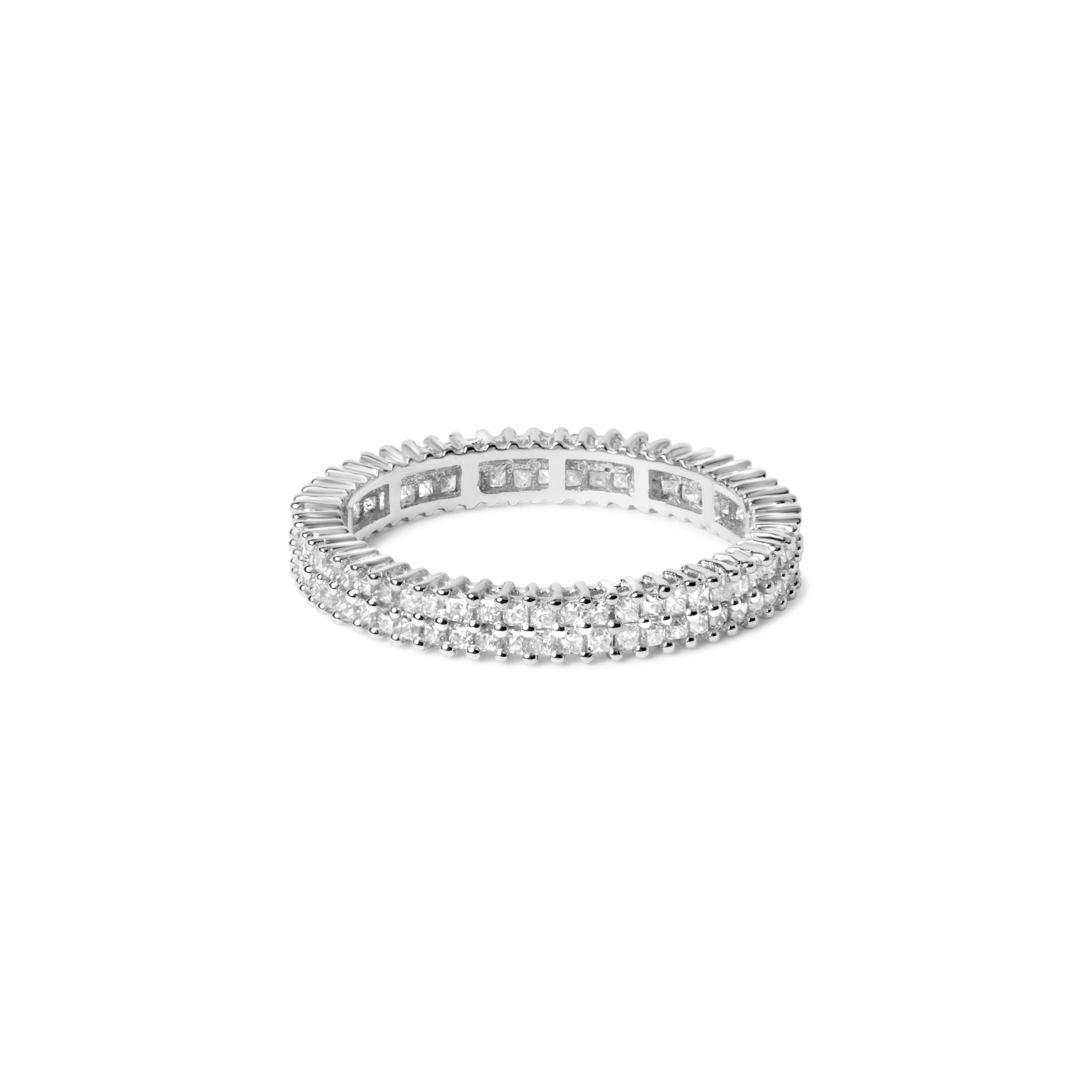 10K White Gold 1.0 Cttw Princess Cut Diamond Double Row Eternity Band Ring I-J Color, I1-I2 Clarity - Size 7 on sale at MyriadMart