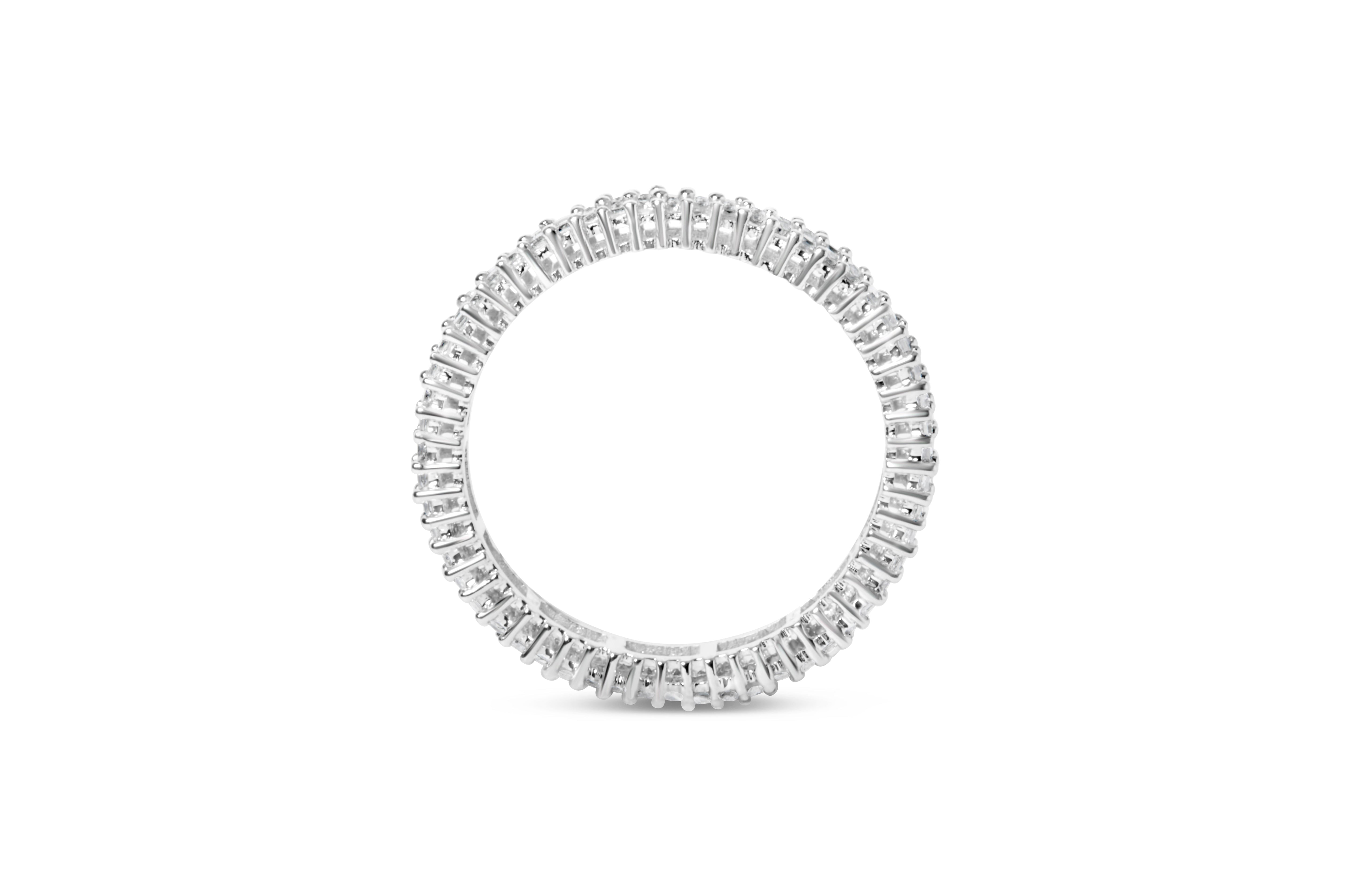 10K White Gold 1.0 Cttw Princess Cut Diamond Double Row Eternity Band Ring I-J Color, I1-I2 Clarity - Size 7 on sale at MyriadMart