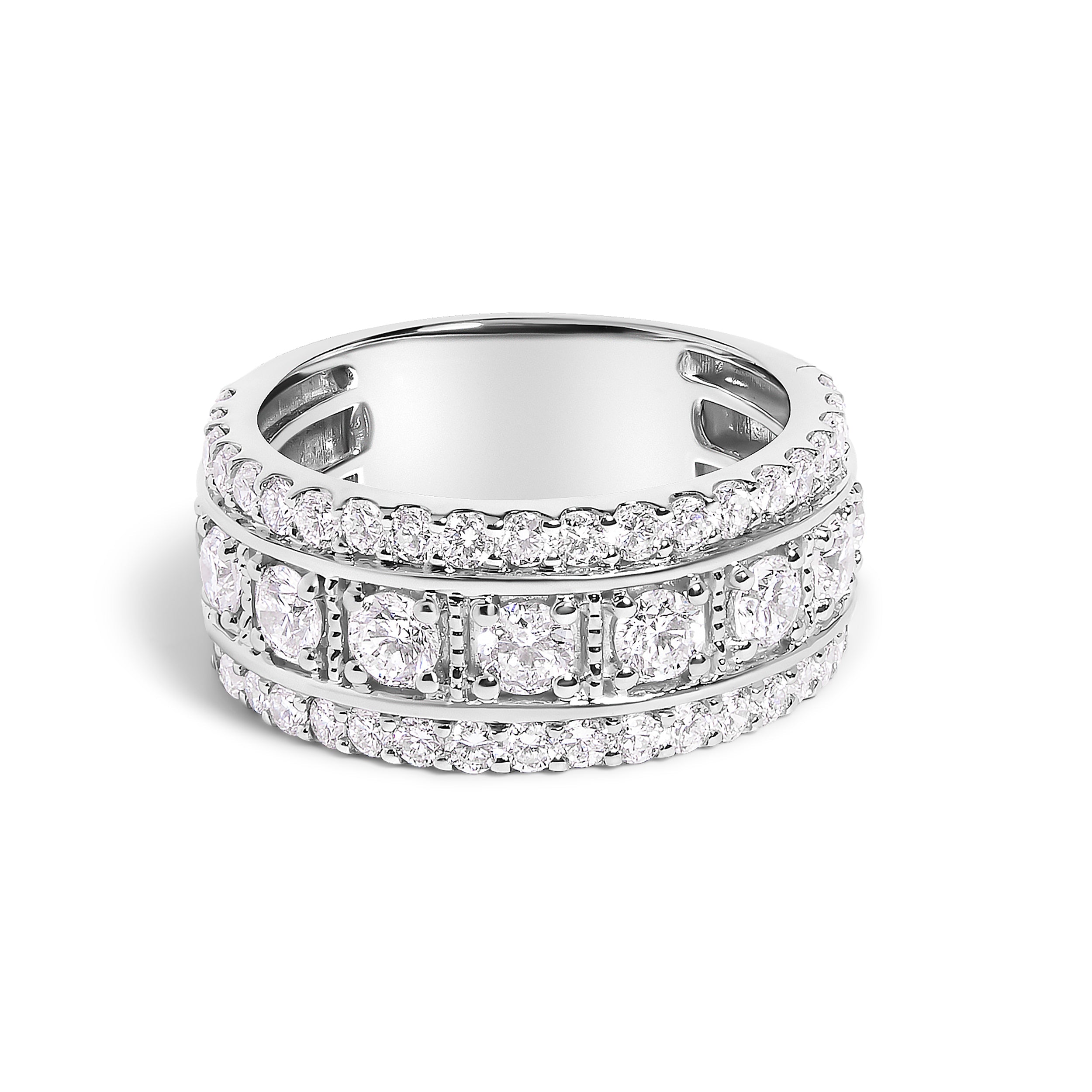 .925 Sterling Silver 2.0 Cttw Lab Grown Diamond Three-Row PavÃ© Band Ring on sale at MyriadMart