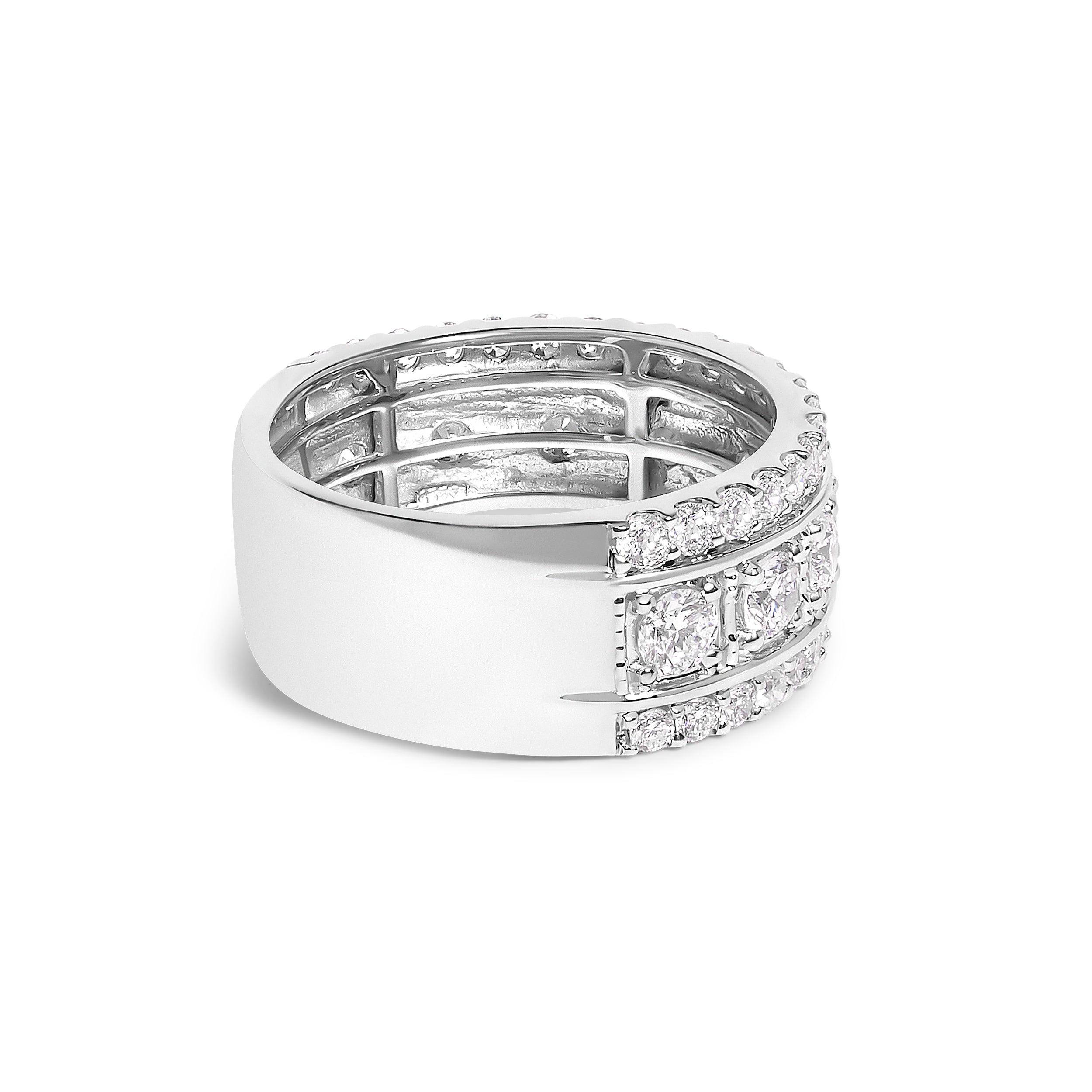 .925 Sterling Silver 2.0 Cttw Lab Grown Diamond Three-Row PavÃ© Band Ring on sale at MyriadMart