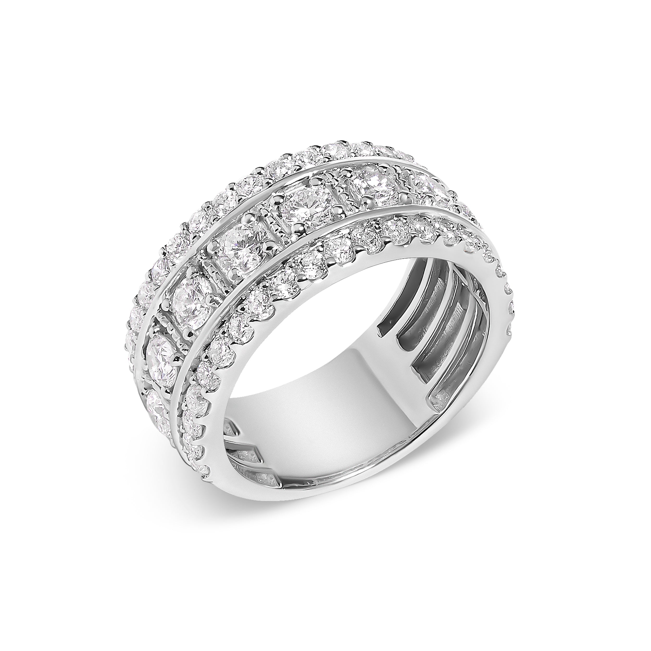 .925 Sterling Silver 2.0 Cttw Lab Grown Diamond Three-Row PavÃ© Band Ring on sale at MyriadMart