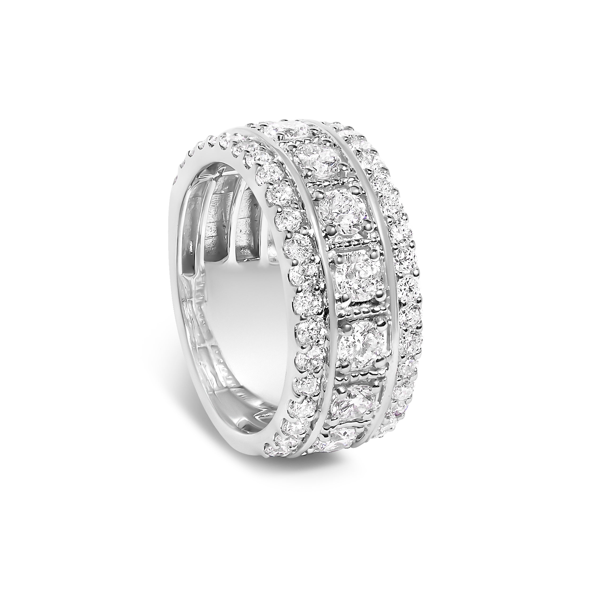 .925 Sterling Silver 2.0 Cttw Lab Grown Diamond Three-Row PavÃ© Band Ring on sale at MyriadMart