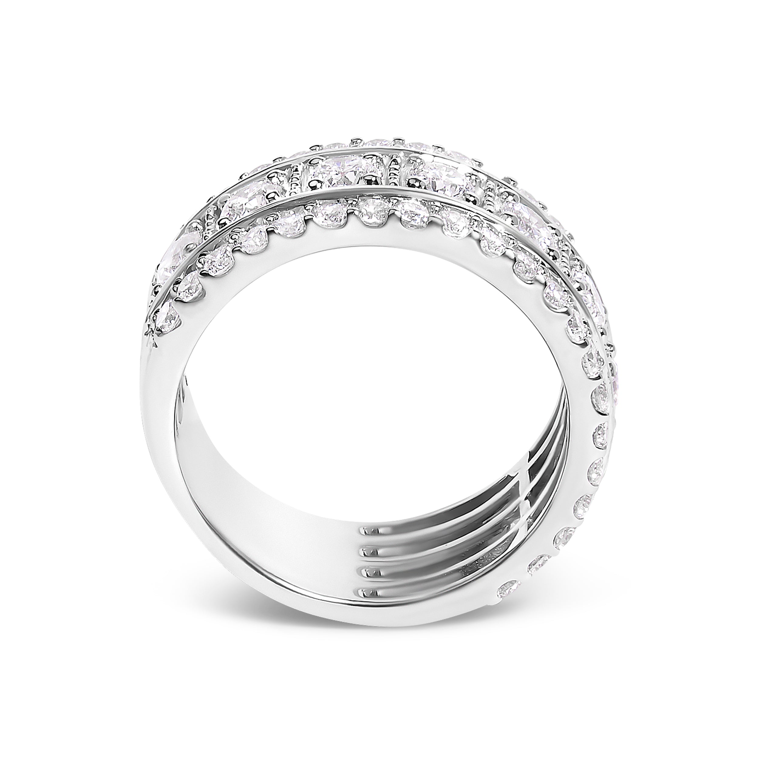.925 Sterling Silver 2.0 Cttw Lab Grown Diamond Three-Row PavÃ© Band Ring on sale at MyriadMart