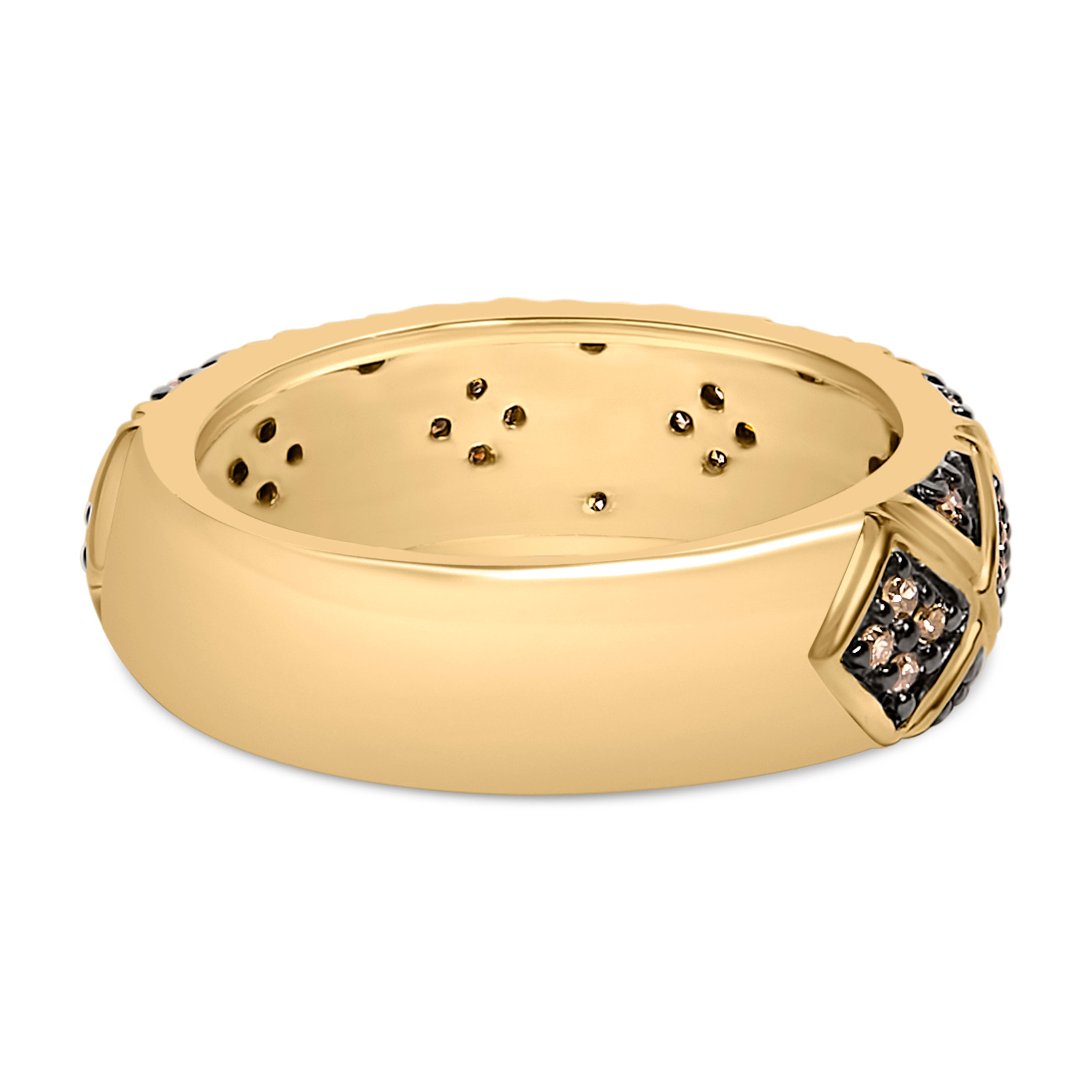 10K Yellow Gold Plated .925 Sterling Silver 3/8 Cttw Champagne Diamond Geometric Style Band Ring - Size 7 on sale at MyriadMart