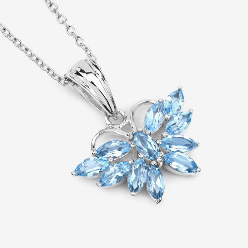 1.76 Carat Genuine Swiss Blue Topaz .925 Sterling Silver Pendant on sale at MyriadMart