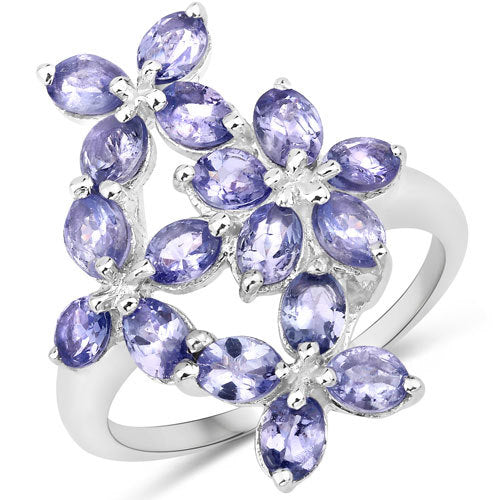 2.89 Carat Genuine Tanzanite .925 Sterling Silver Ring on sale at MyriadMart