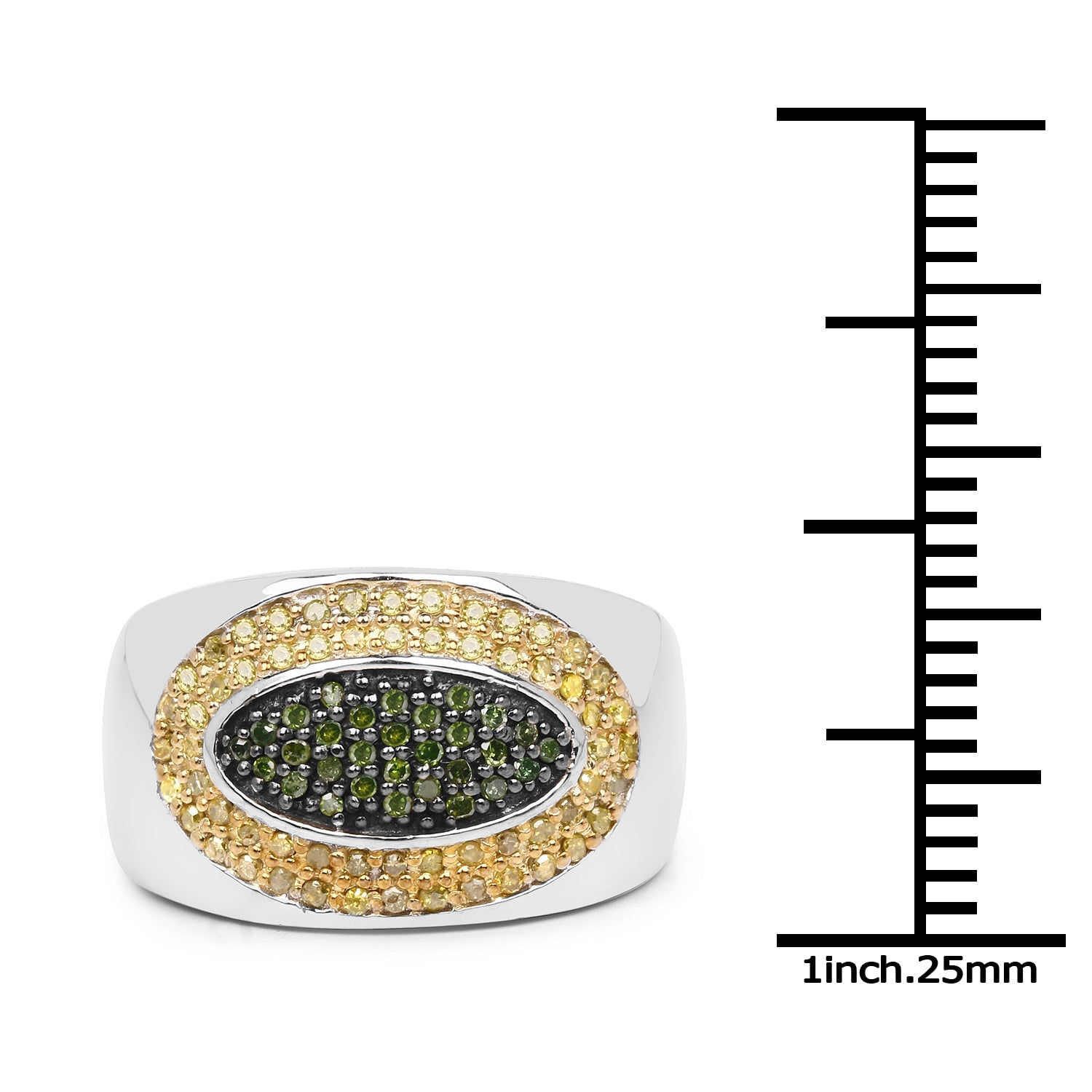 0.38 Carat Genuine Green Diamond and Yellow Diamond .925 Sterling Silver Ring on sale at MyriadMart