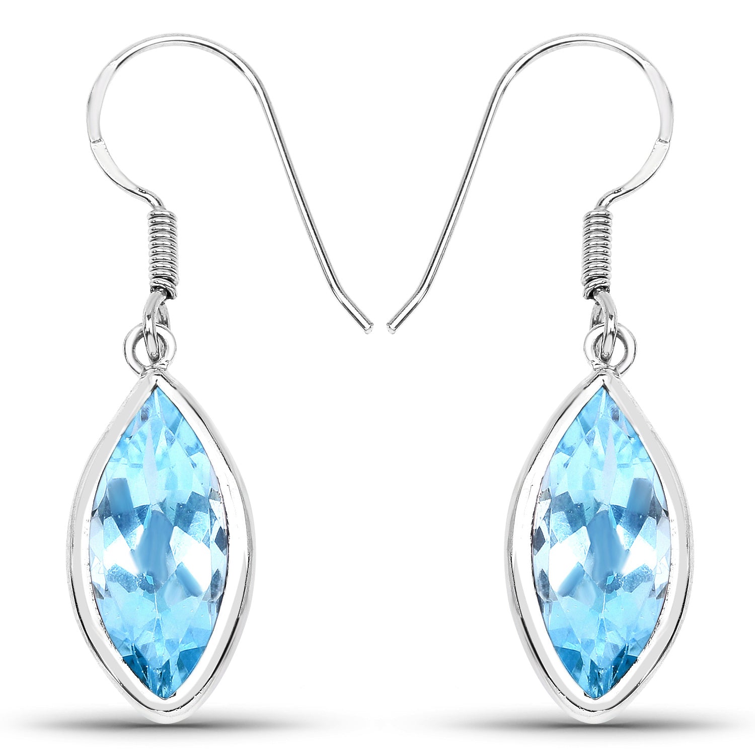 9.76 Carat Genuine Blue Topaz .925 Sterling Silver Earrings on sale at MyriadMart