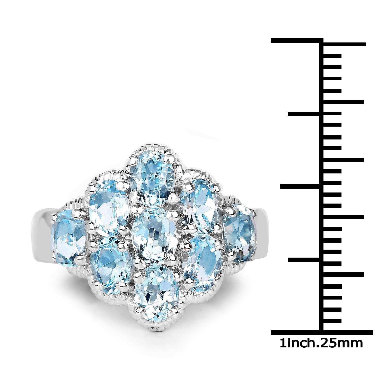 3.24 Carat Genuine Blue Topaz .925 Sterling Silver Ring on sale at MyriadMart