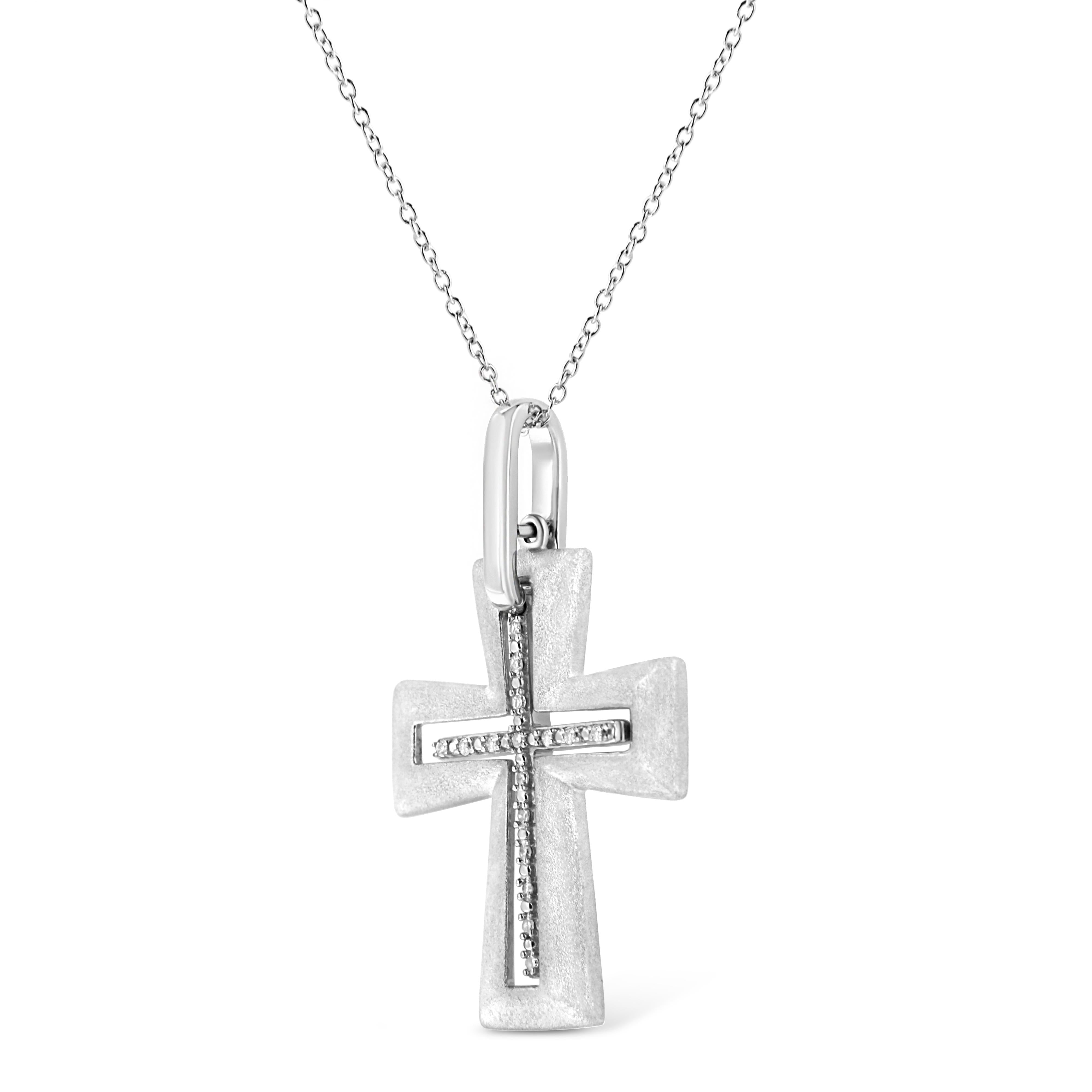 .925 Sterling Silver Prong-Set Diamond Accent Cross 18" Pendant Necklace I-J Color, I1-I2 Clarity on sale at MyriadMart
