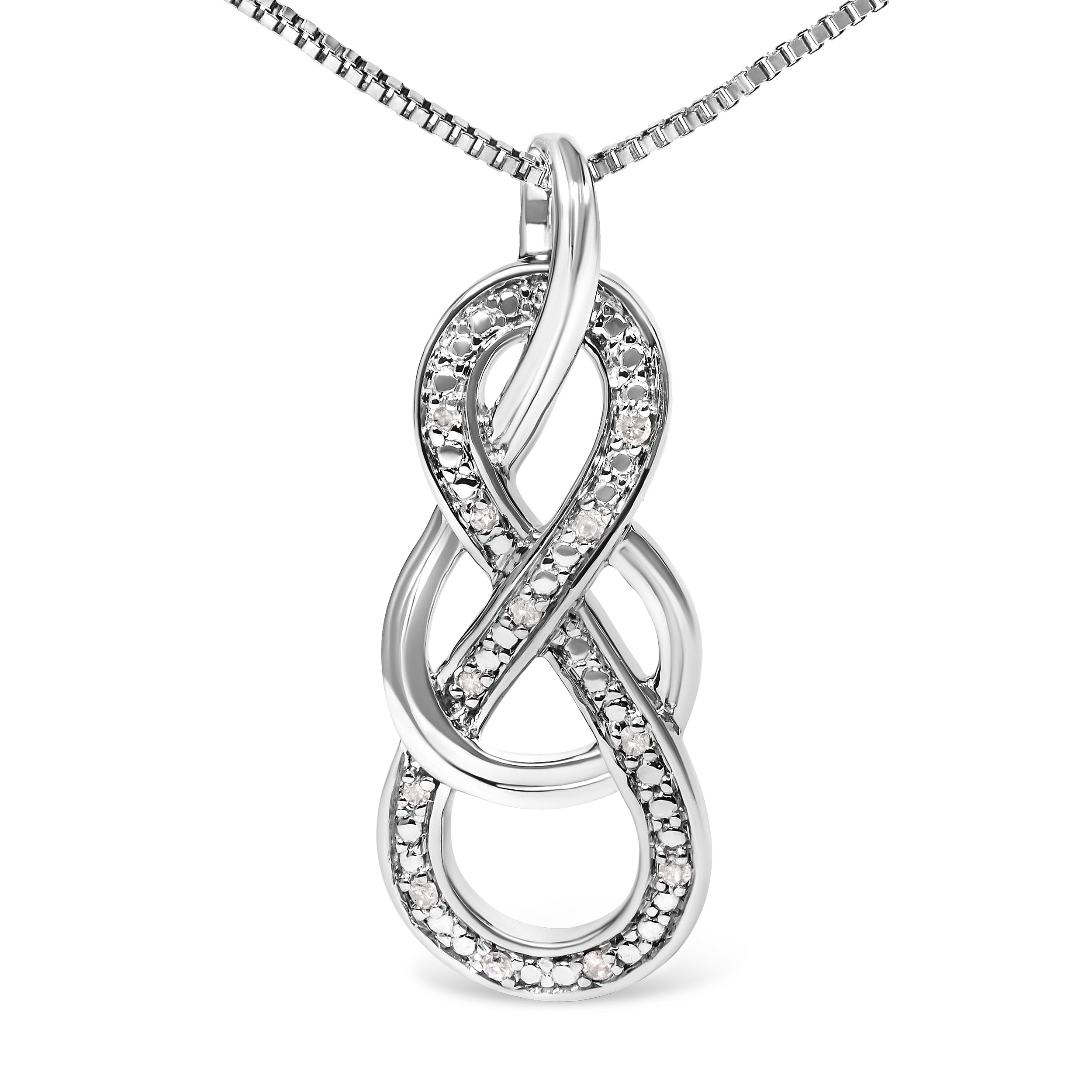 925 Sterling Silver Diamond Accent Interlocking Infinity Pendant Necklace H-I Color, I2-I3 Clarity - 18" Inches on sale at MyriadMart