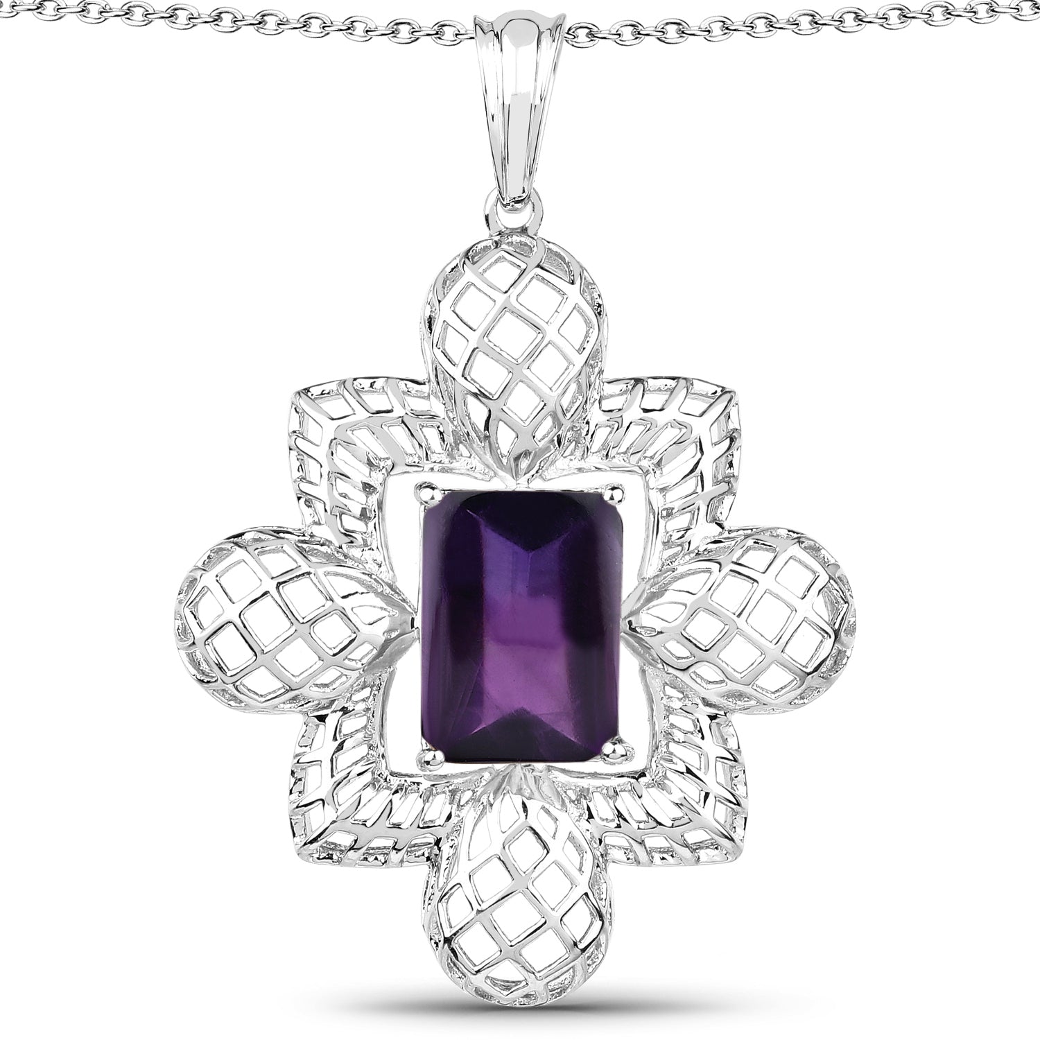 7.80 Carat Genuine Amethyst .925 Sterling Silver Pendant on sale at MyriadMart
