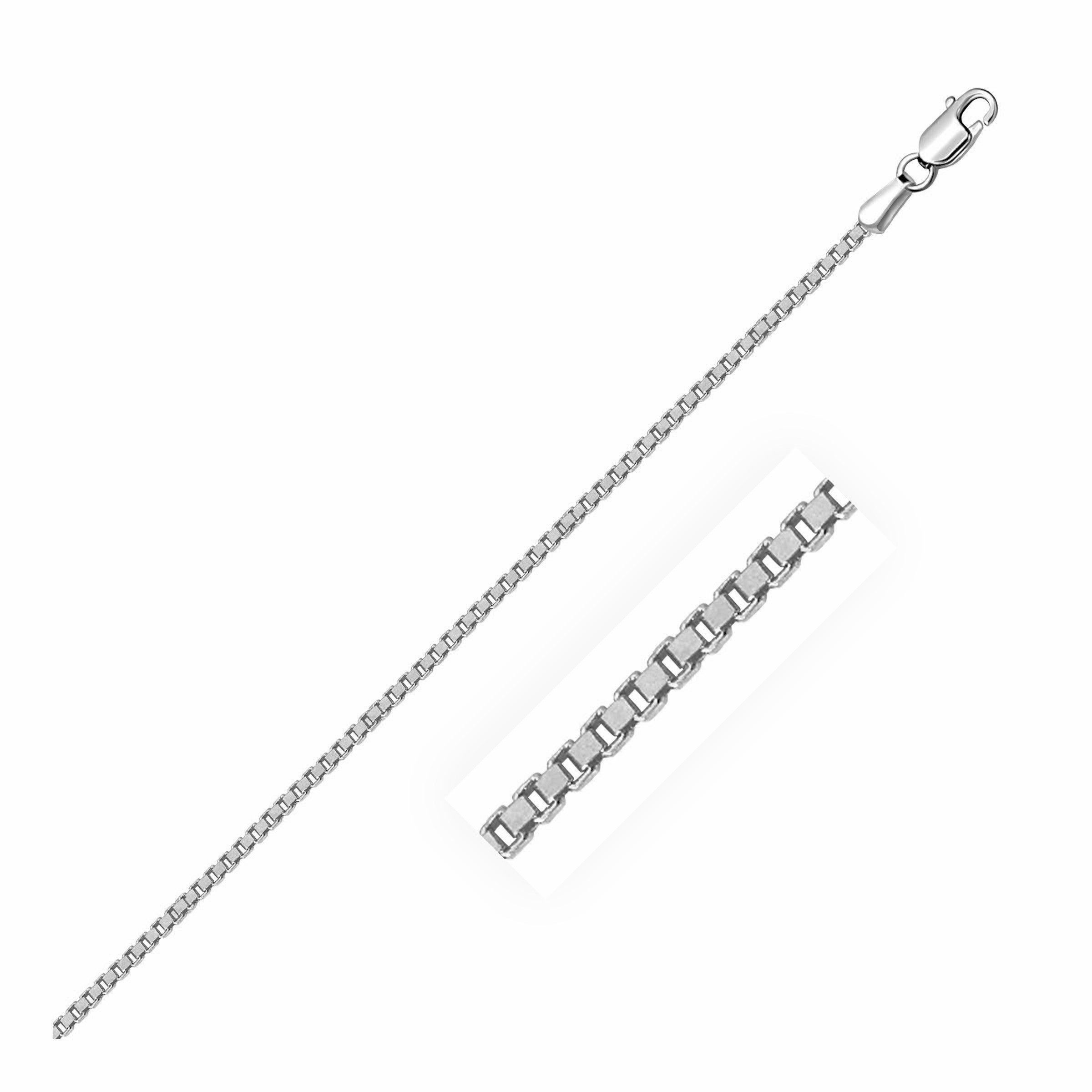 14k White Gold Classic Box Chain 1.4mm on sale at MyriadMart