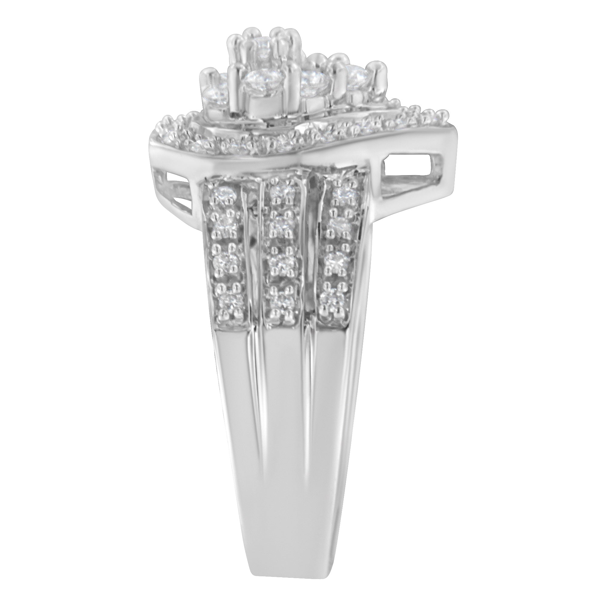 10K White Gold Round Cut Diamond Teardrop Ring 1/2 Cttw, H-I Color, SI2-I1 Clarity - Size 6-1/2 on sale at MyriadMart