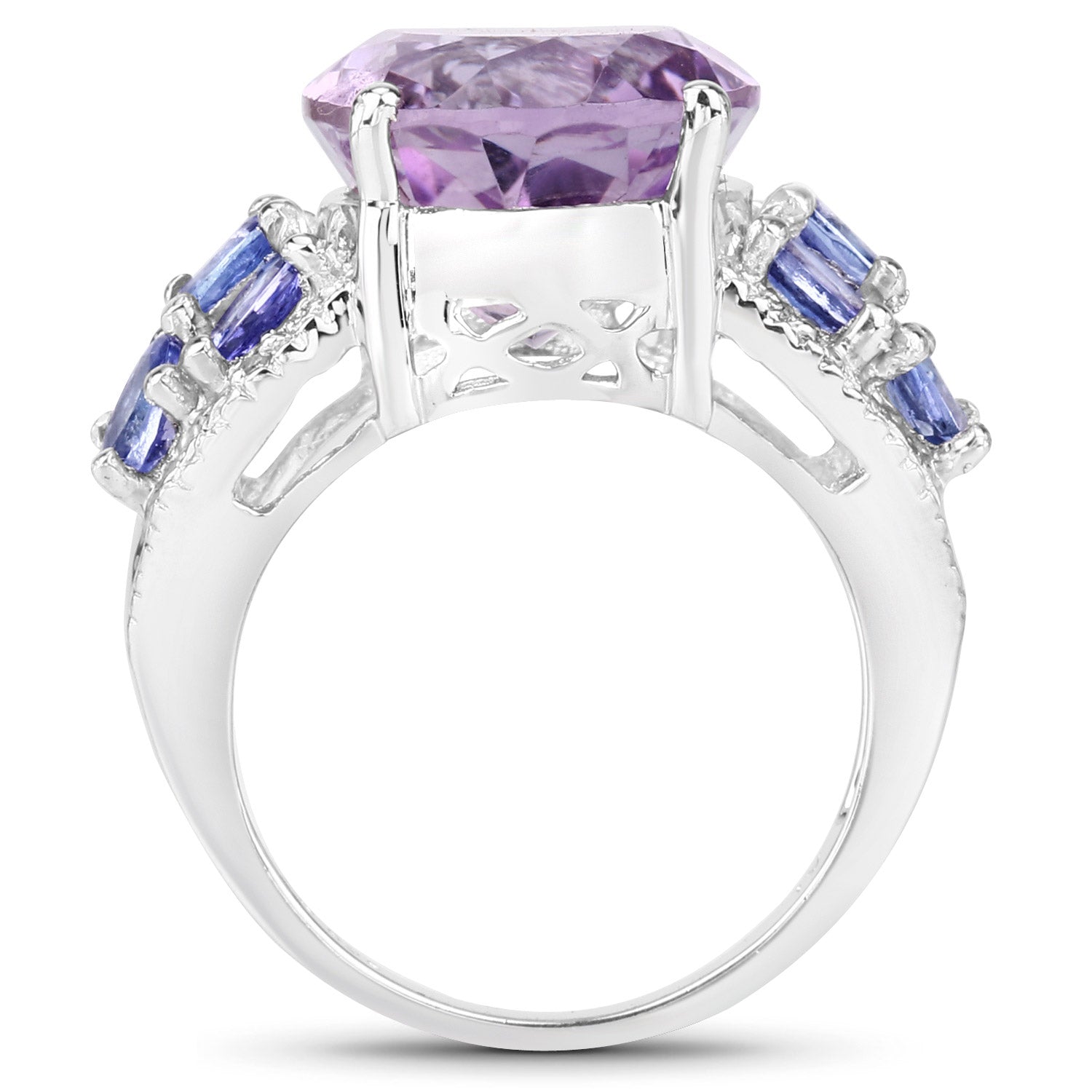 6.62 Carat Genuine Amethyst, Tanzanite and White Topaz .925 Sterling Silver Ring on sale at MyriadMart