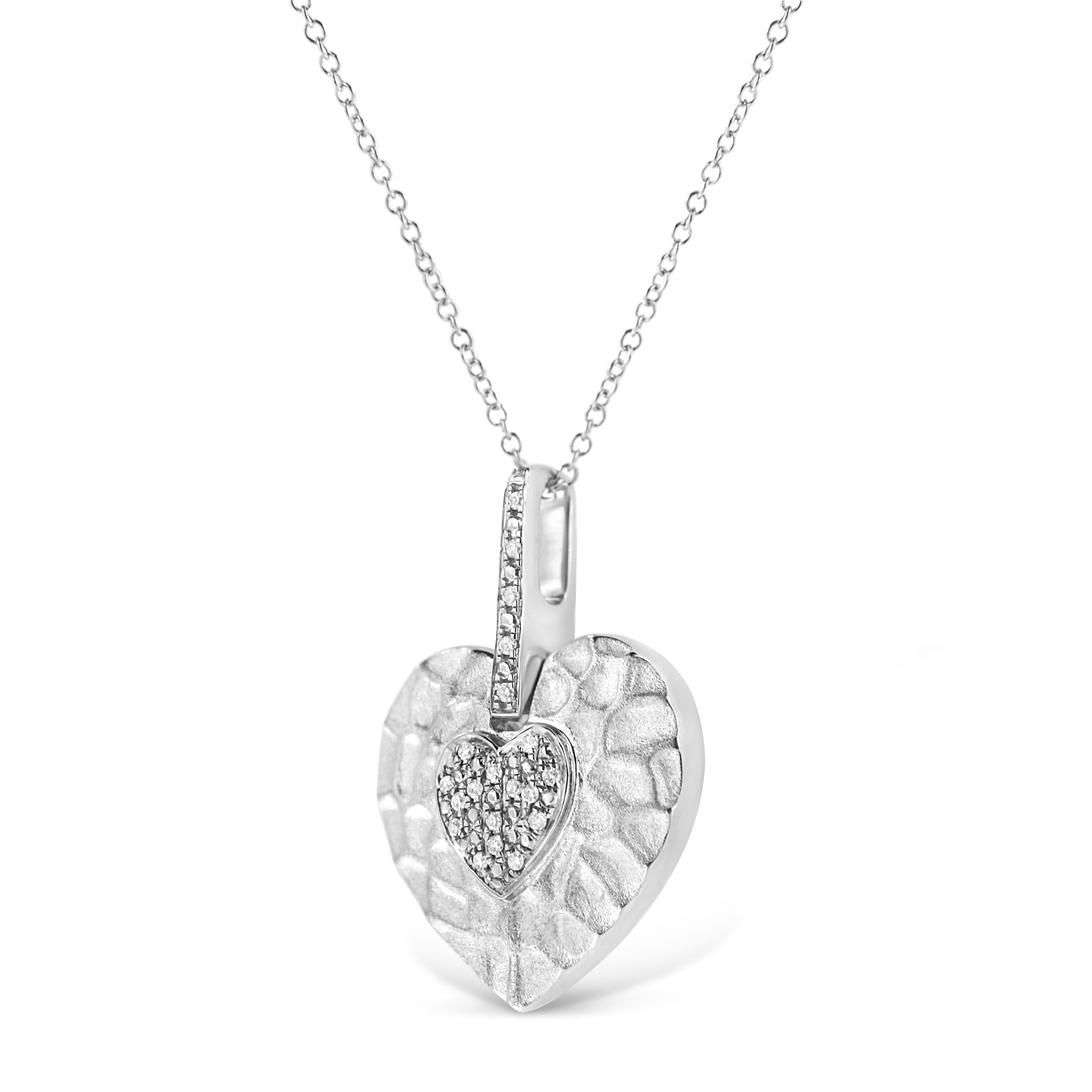 .925 Sterling Silver Pave-Set Diamond Accent Heart Shape 18" Pendant Necklace I-J Color, I1-I2 Clarity on sale at MyriadMart