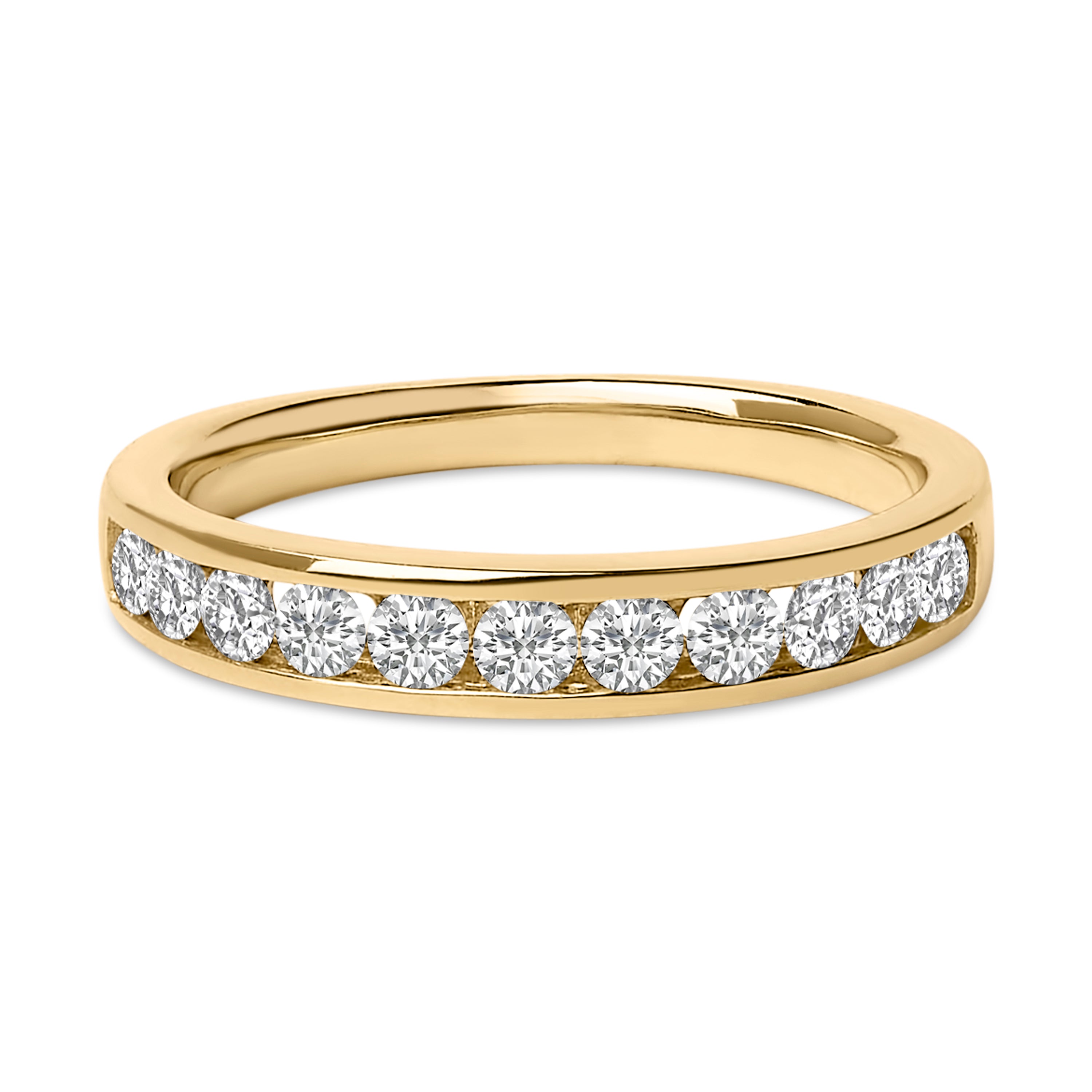 14K Yellow Gold 1/2 Cttw Round Diamond 11 Stone Channel Set Band on sale at MyriadMart