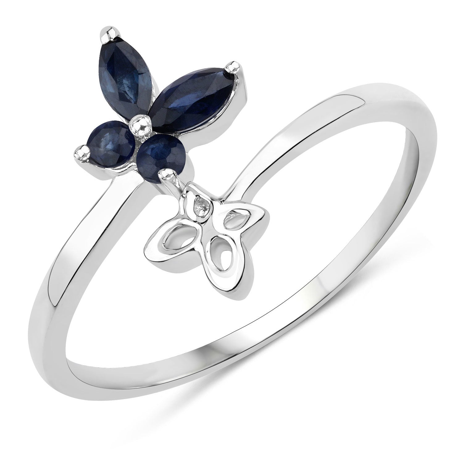 0.26 Carat Genuine Blue Sapphire .925 Sterling Silver Ring on sale at MyriadMart