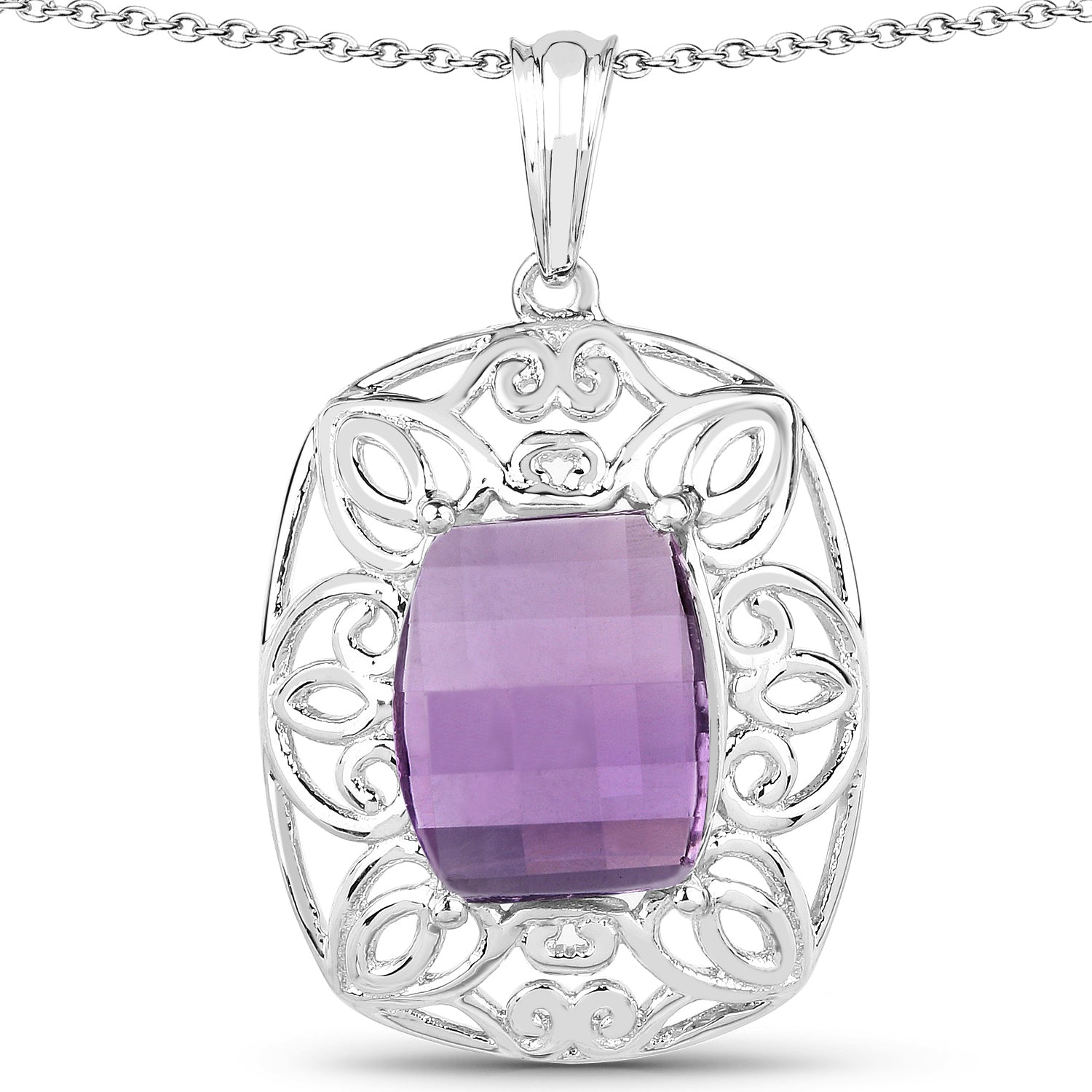 7.30 Carat Genuine Amethyst .925 Sterling Silver Pendant on sale at MyriadMart