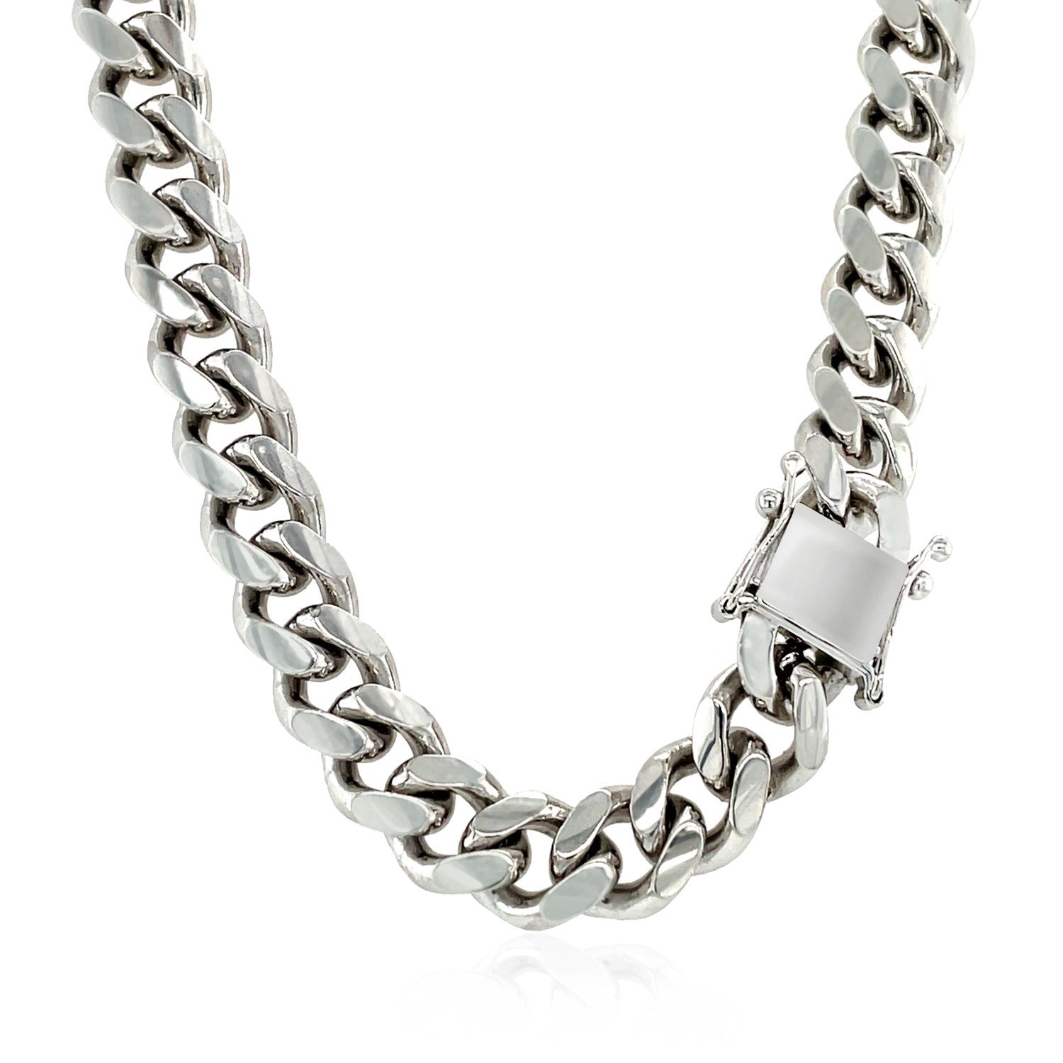 Sterling Silver Rhodium Plated Miami Cuban Chain 8.4mm on sale at MyriadMart