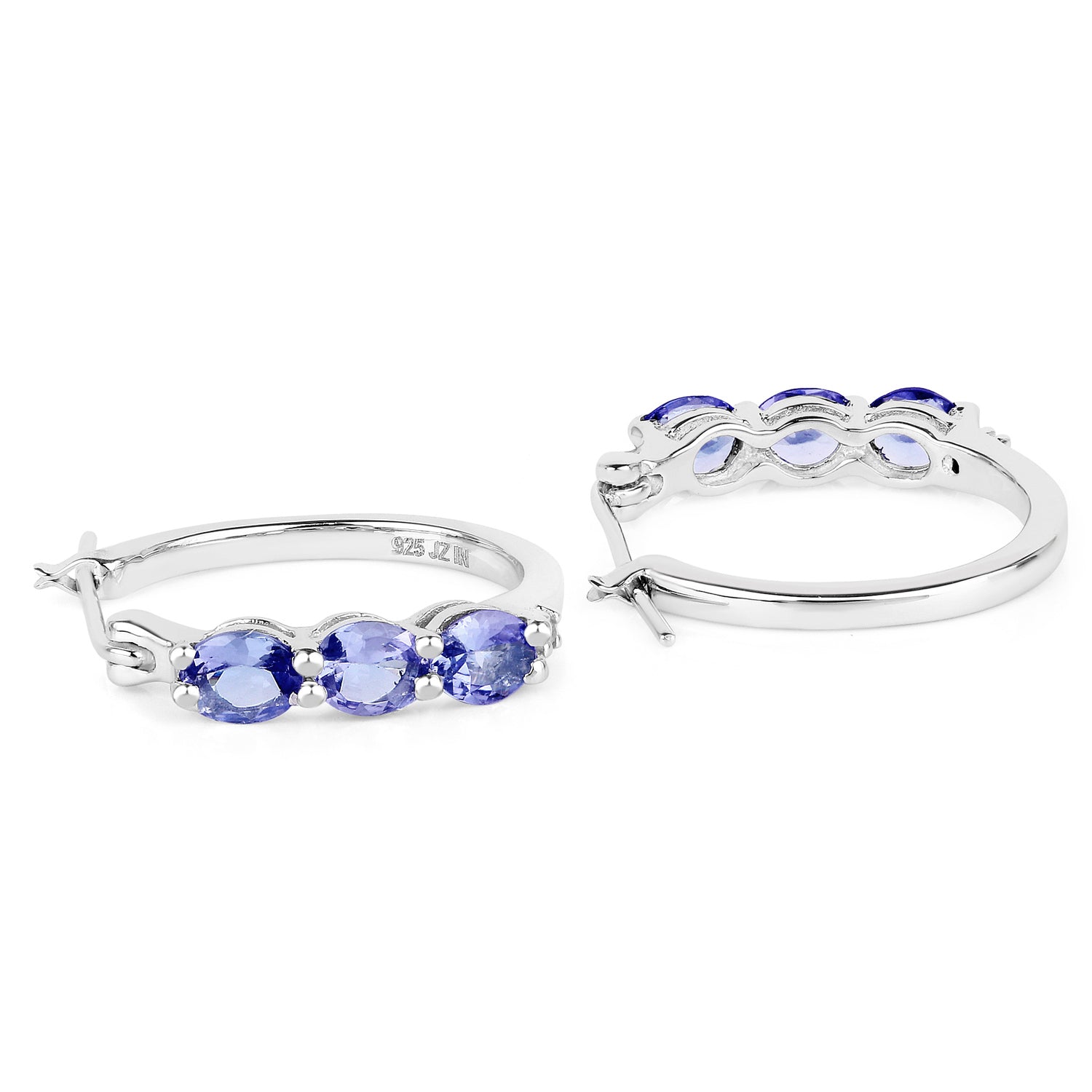 1.99 Carat Genuine Tanzanite and White Diamond .925 Sterling Silver Earrings on sale at MyriadMart