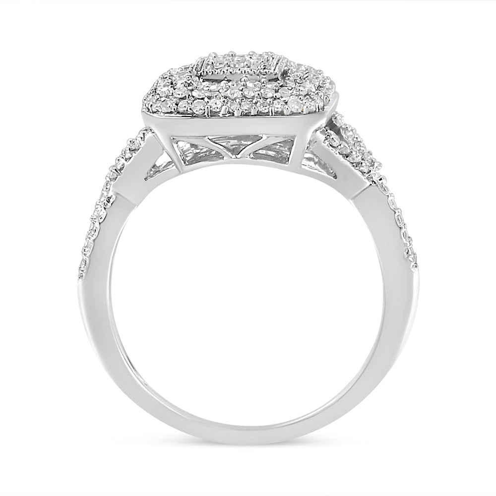 .925 Sterling Silver 1/2 Cttw Round-Cut Diamond Cluster Cushion Ring I-J , I1-I2 - Size 7 on sale at MyriadMart