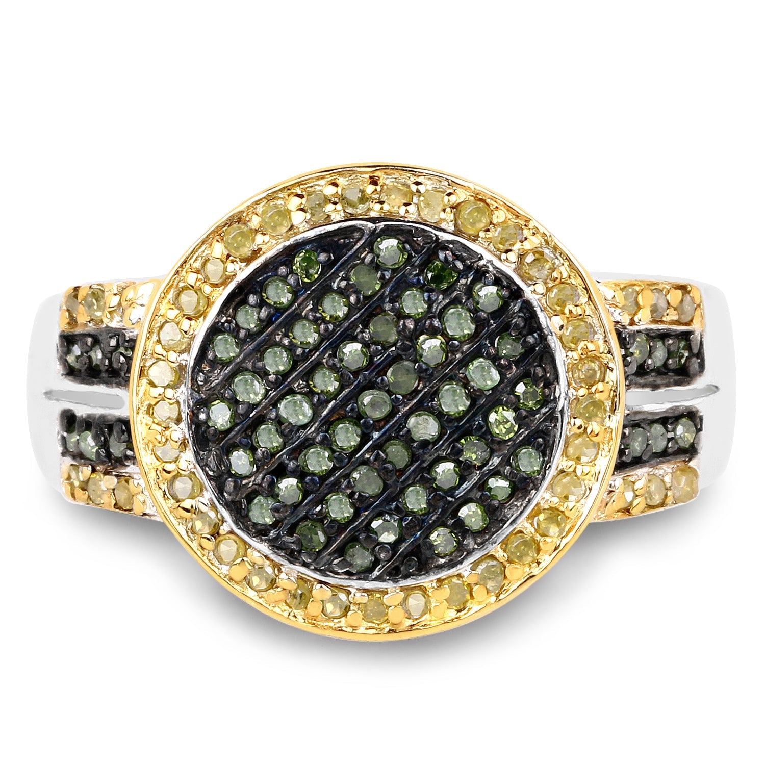 0.44 Carat Genuine Green Diamond and Yellow Diamond .925 Sterling Silver Ring on sale at MyriadMart