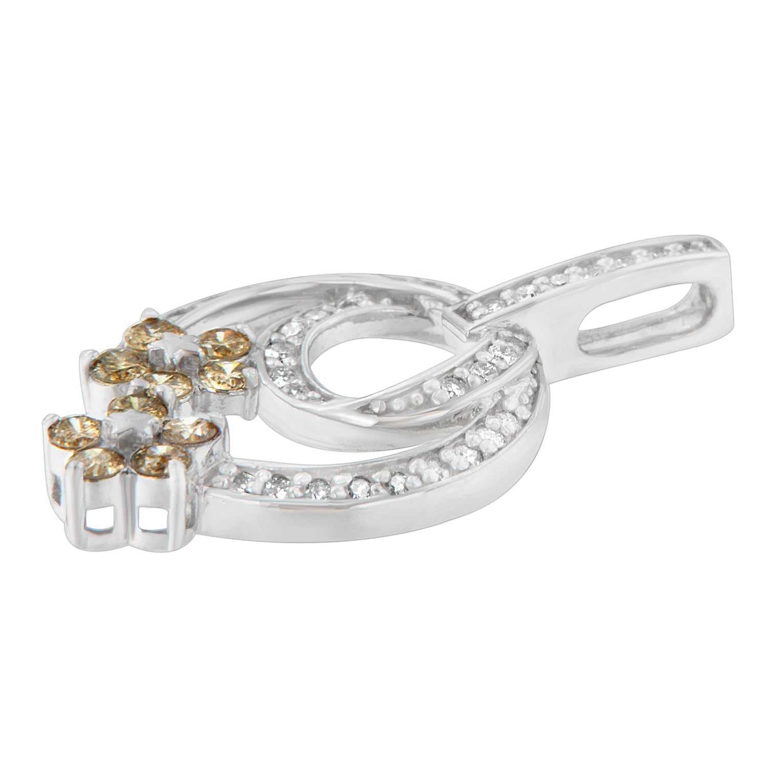.925 Sterling Silver 1 cttw Round Cut Diamond Floral Garden Pendant Necklace H-I, I1-I2 on sale at MyriadMart