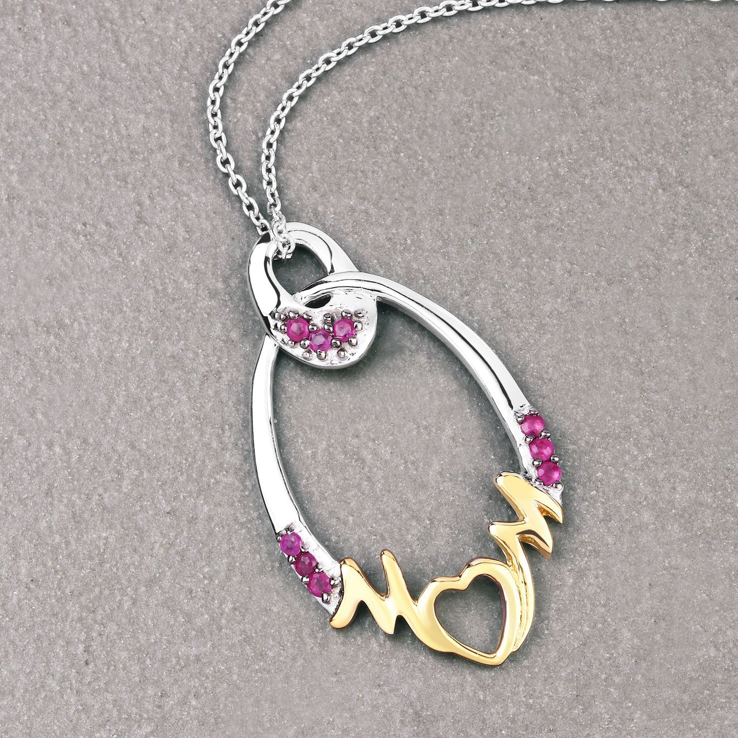 0.18 Carat Genuine Ruby .925 Sterling Silver Pendant on sale at MyriadMart