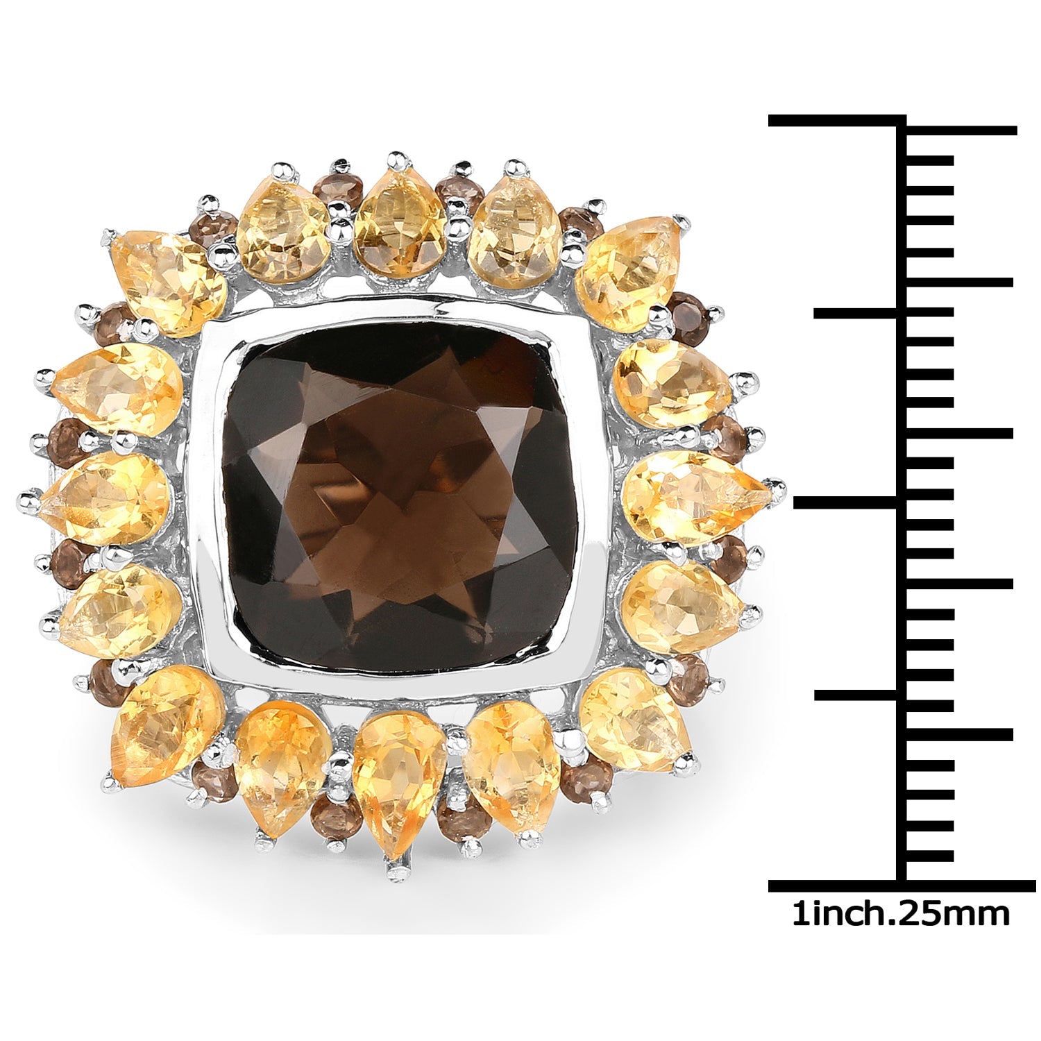 9.16 Carat Genuine Smoky Quartz & Citrine .925 Sterling Silver Ring on sale at MyriadMart