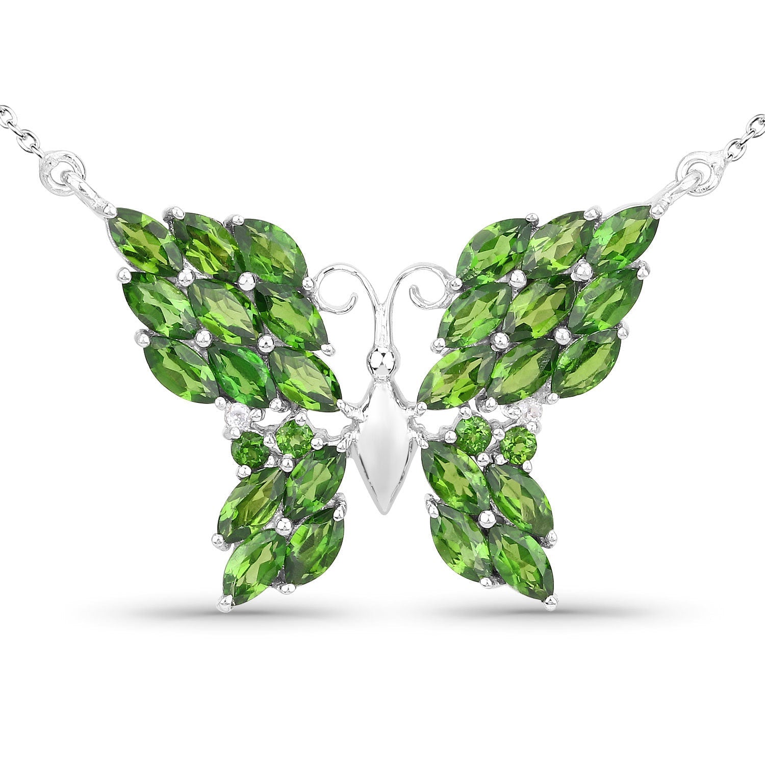 4.88 Carat Genuine Chrome Diopside and White Topaz .925 Sterling Silver Pendant on sale at MyriadMart