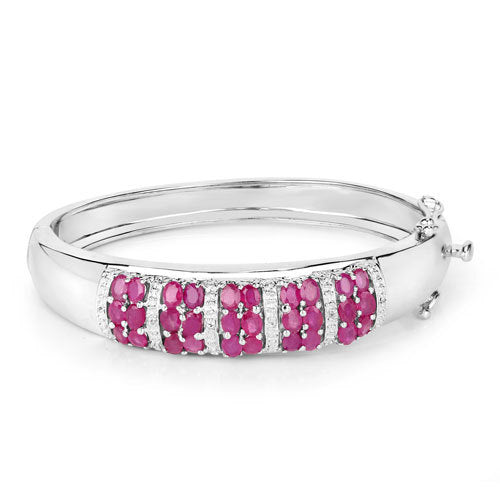 6.65 Carat Genuine Ruby and White Topaz .925 Sterling Silver Bracelet on sale at MyriadMart