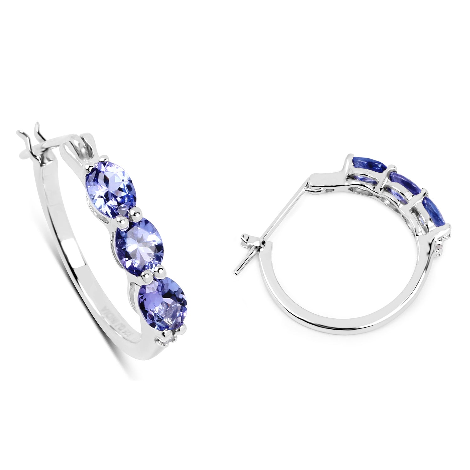 1.99 Carat Genuine Tanzanite and White Diamond .925 Sterling Silver Earrings on sale at MyriadMart