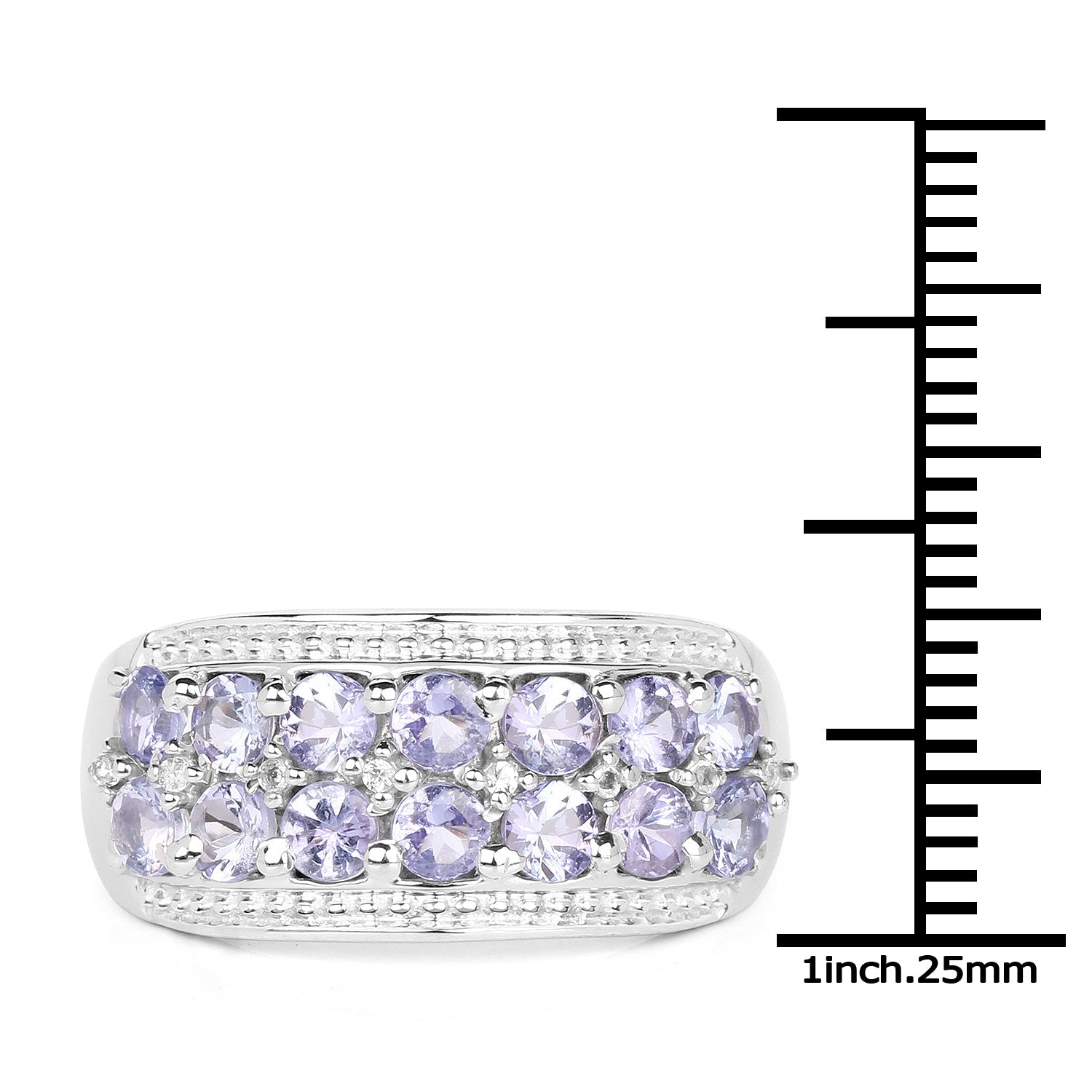 1.44 Carat Genuine Tanzanite & White Topaz .925 Sterling Silver Ring on sale at MyriadMart