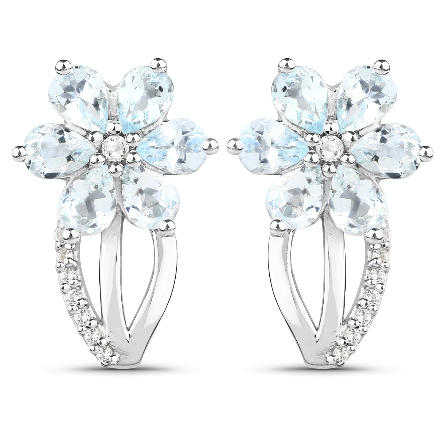 1.54 Carat Genuine Aquamarine and White Topaz .925 Sterling Silver Earrings on sale at MyriadMart