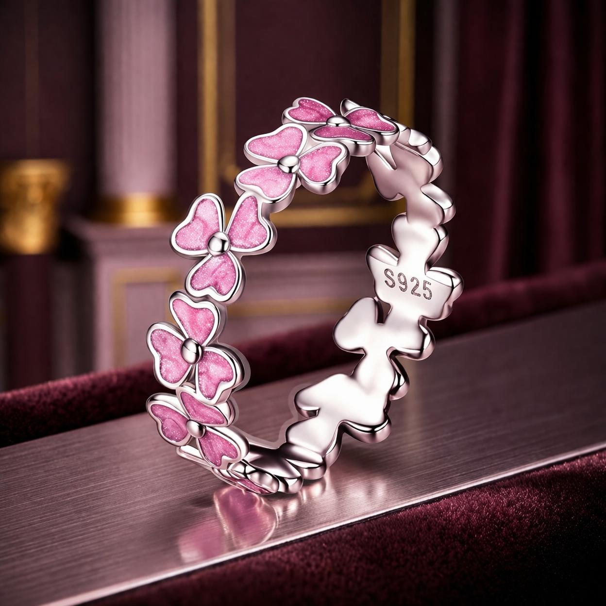 925 Sterling Silver Enamel Platinum Plated Ring Size 6 for Women on sale at MyriadMart