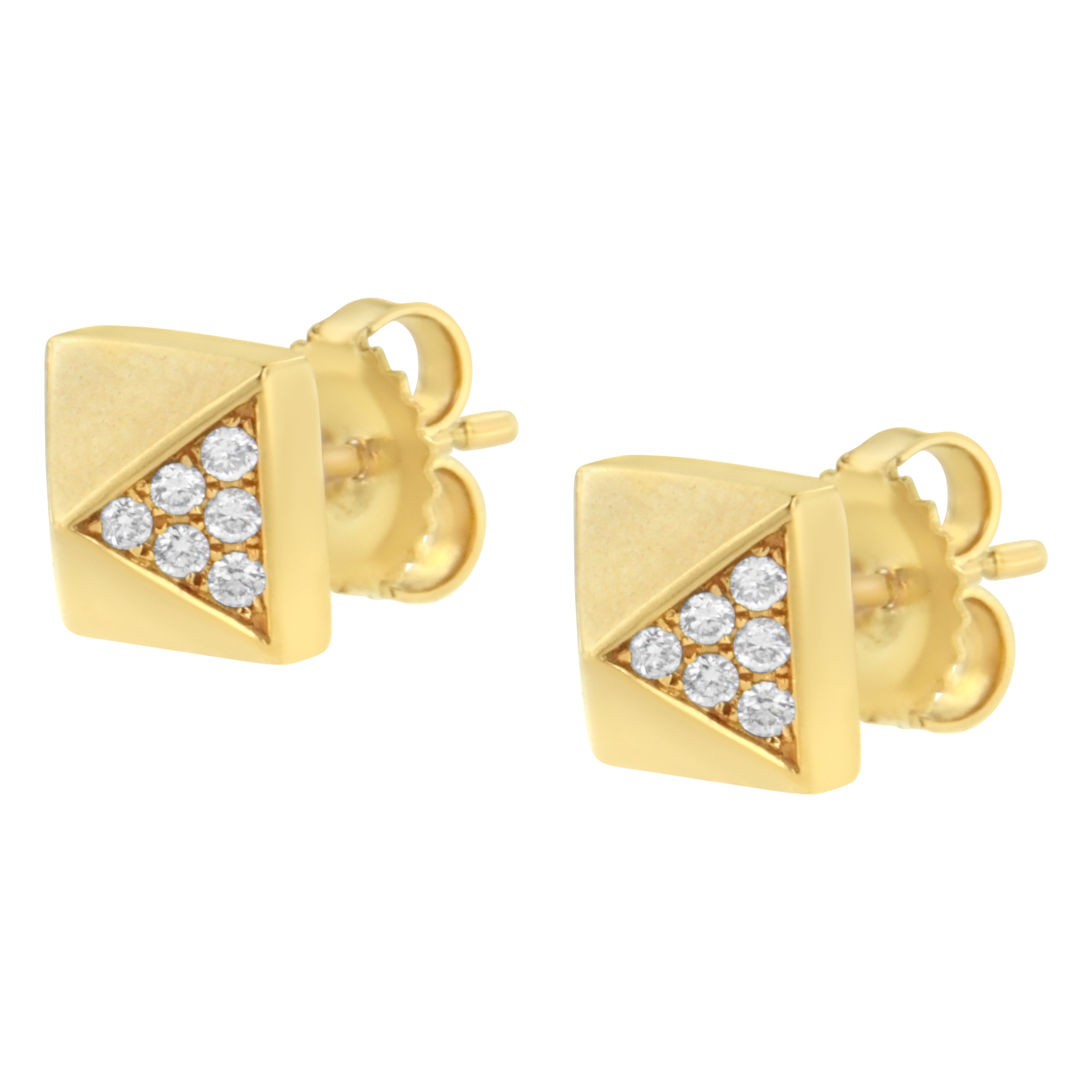 14K Yellow Gold 1/4 Cttw Diamond Pyramid Stud Earring G-H Color, SI1-SI2 Clarity on sale at MyriadMart