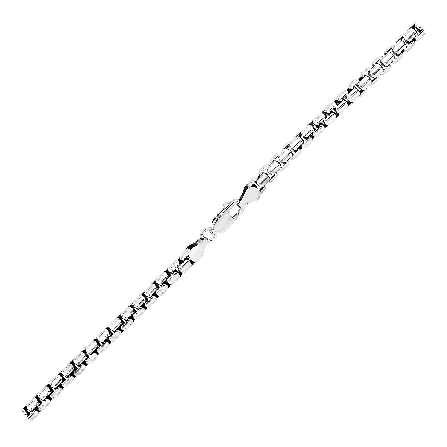 4.4mm Sterling Silver Rhodium Plated Round Box Chain on sale at MyriadMart