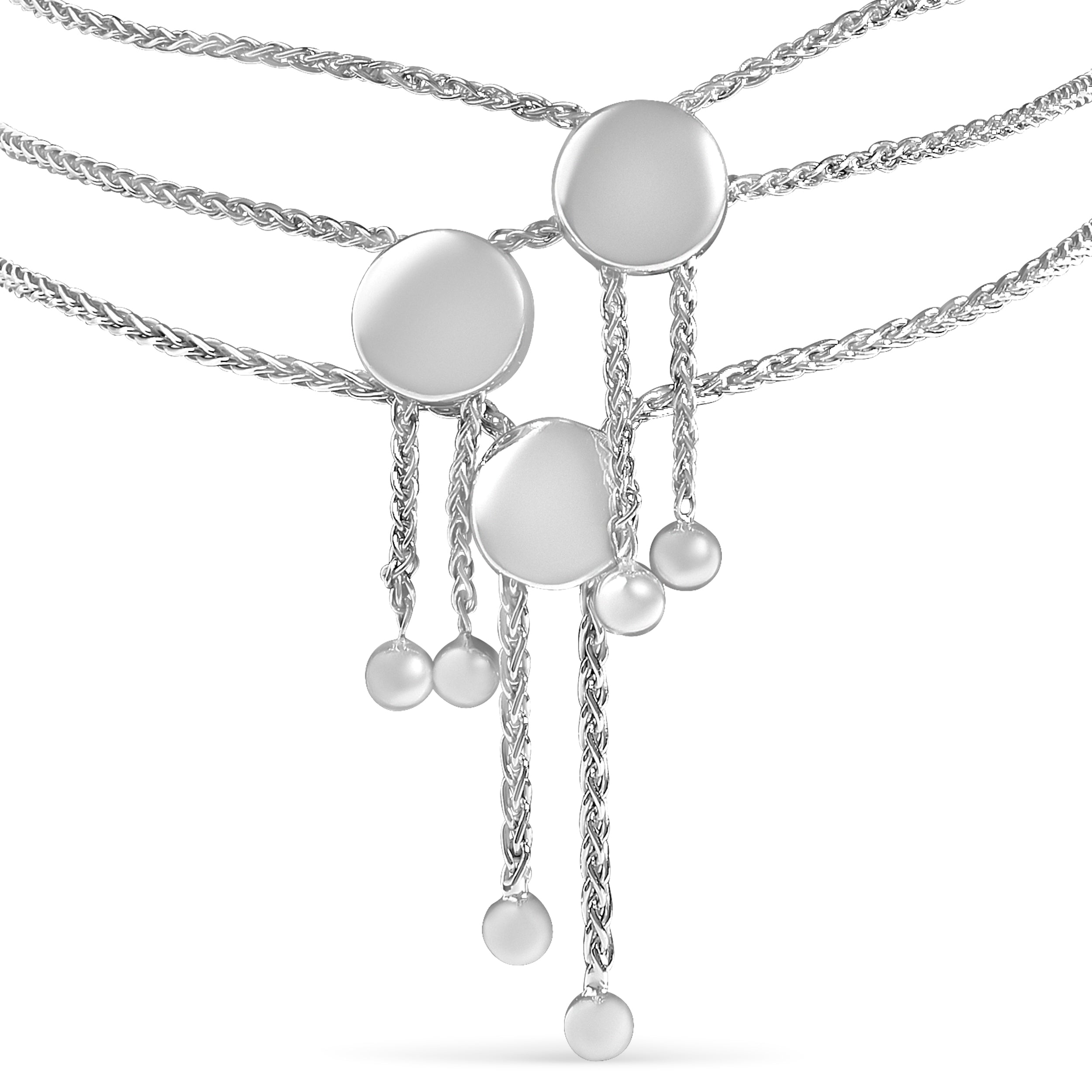 Sterling Silver Diamond Accent 3 Piece Adjustable Bolo Bracelet Set on sale at MyriadMart