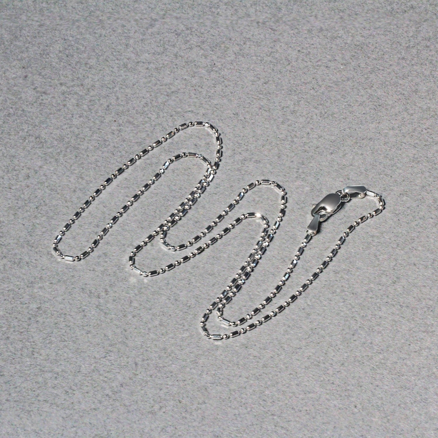 14k White Gold Diamond-Cut Bead Chain 1.0mm on sale at MyriadMart
