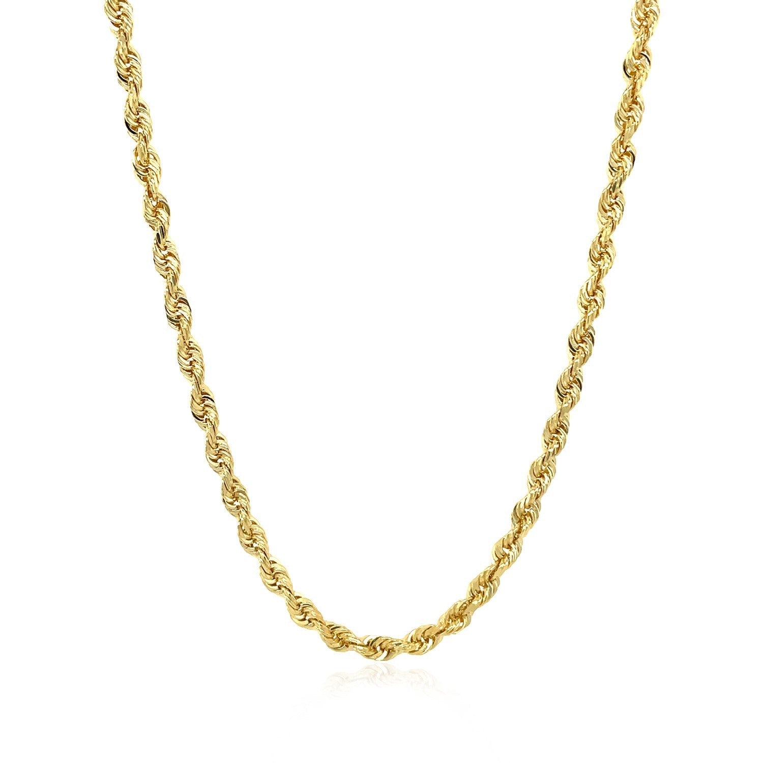3.0mm 14k Yellow Gold Solid Diamond Cut Rope Chain on sale at MyriadMart
