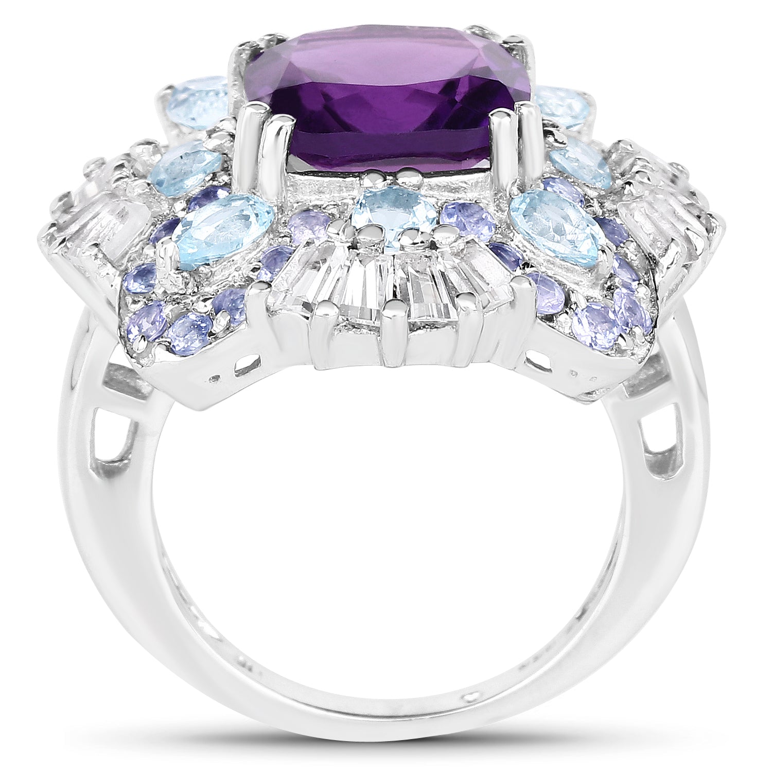 8.38 Carat Genuine Multi Stones .925 Sterling Silver Ring on sale at MyriadMart