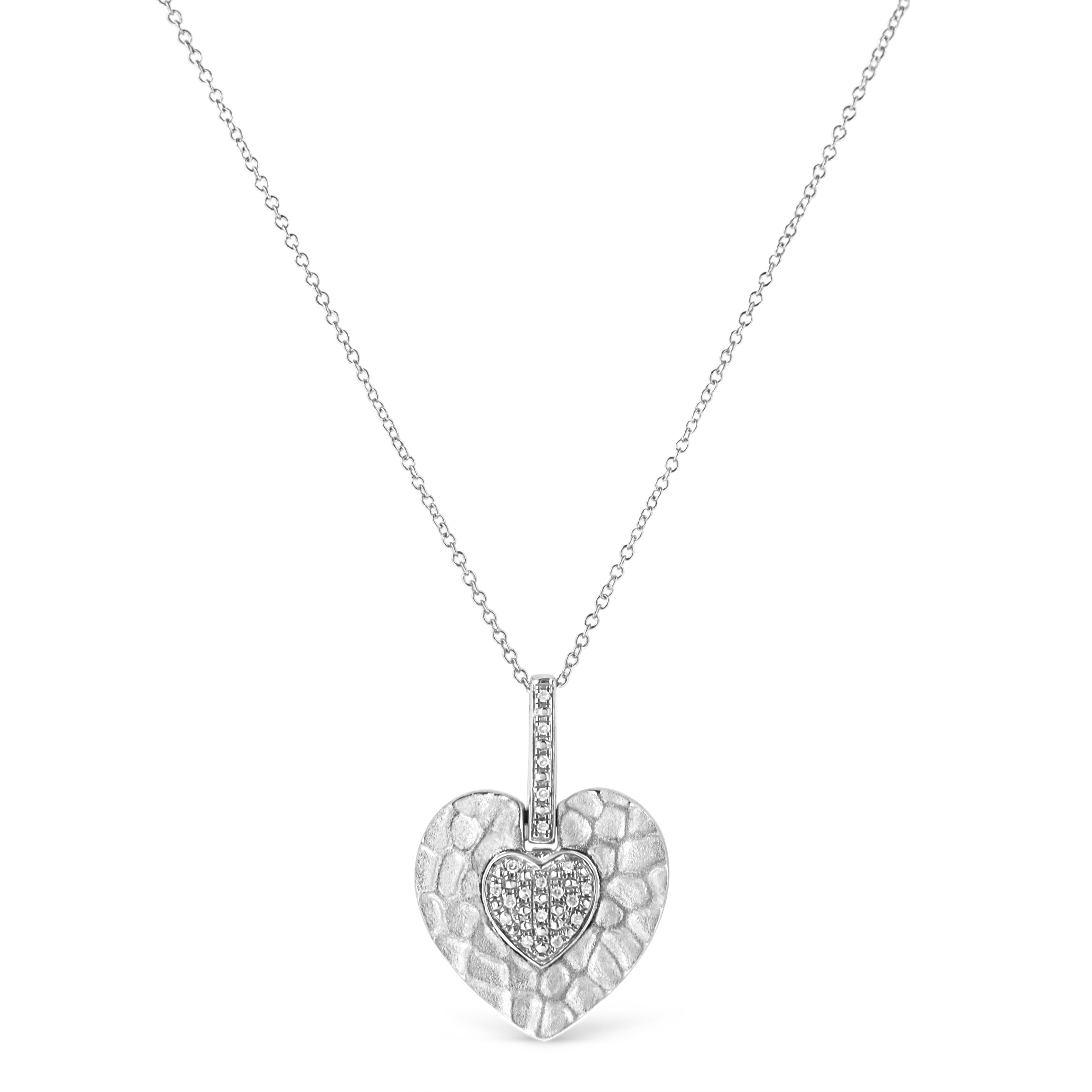 .925 Sterling Silver Pave-Set Diamond Accent Heart Shape 18" Pendant Necklace I-J Color, I1-I2 Clarity on sale at MyriadMart
