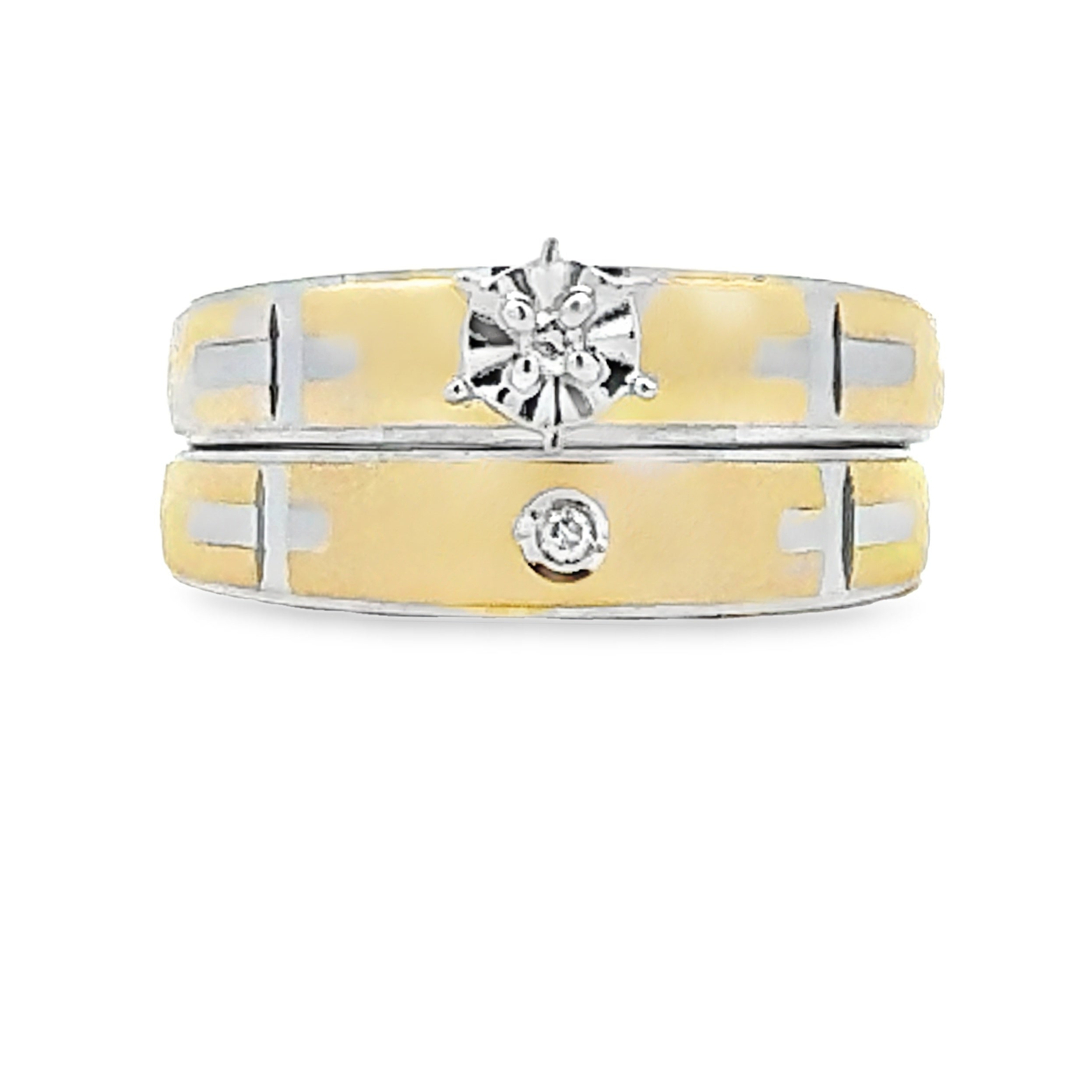 Diamond Engagement Ring Set Sterling Silver 14KT Gold on sale at MyriadMart