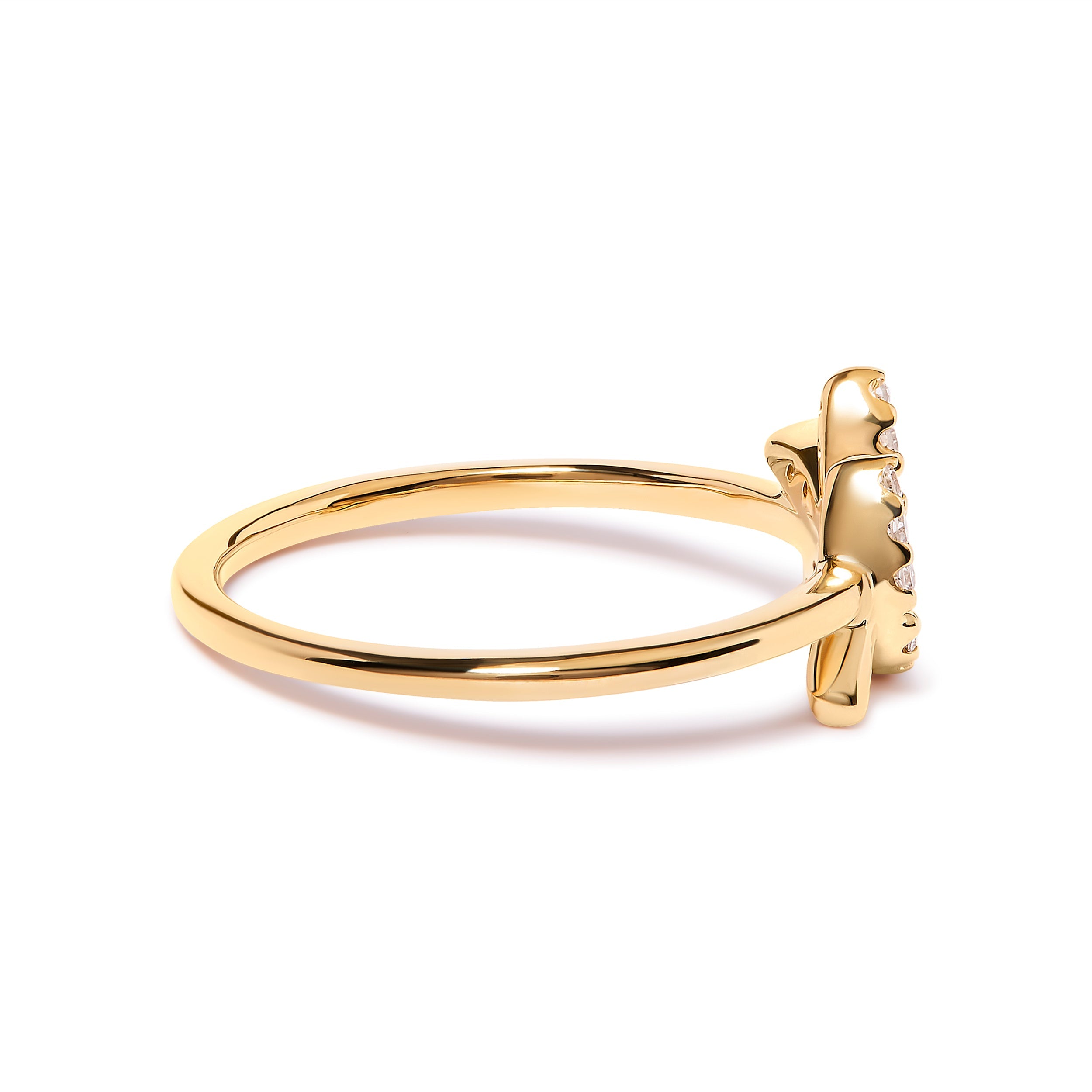 10K Yellow Gold 1/10 Cttw Diamond Leaf and Branch Ring H-I Color, I1-I2 Clarity - Ring Size 7 on sale at MyriadMart
