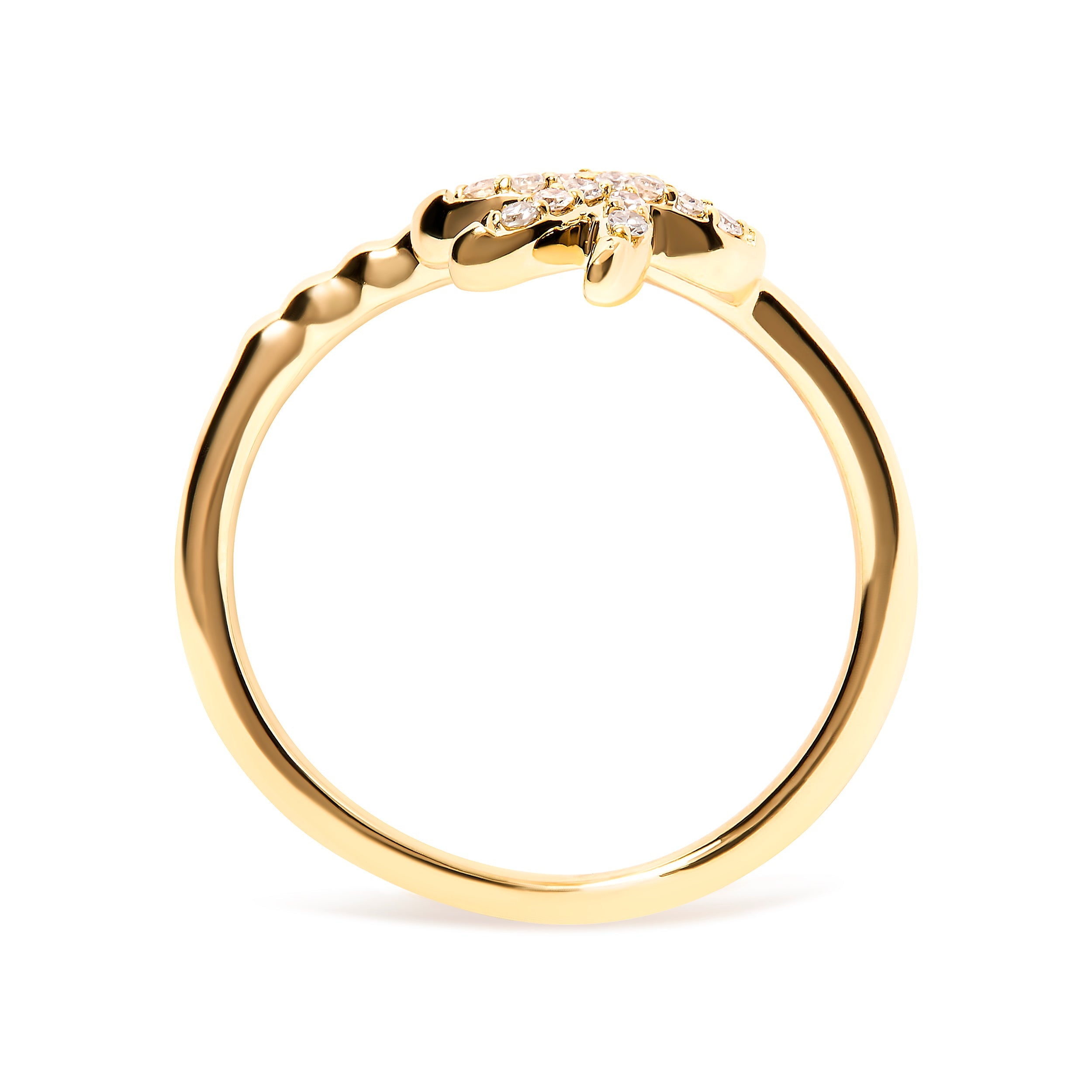 10K Yellow Gold 1/10 Cttw Diamond Palm Tree Statement Ring H-I Color, I1-I2 Clarity - Ring Size 7 on sale at MyriadMart
